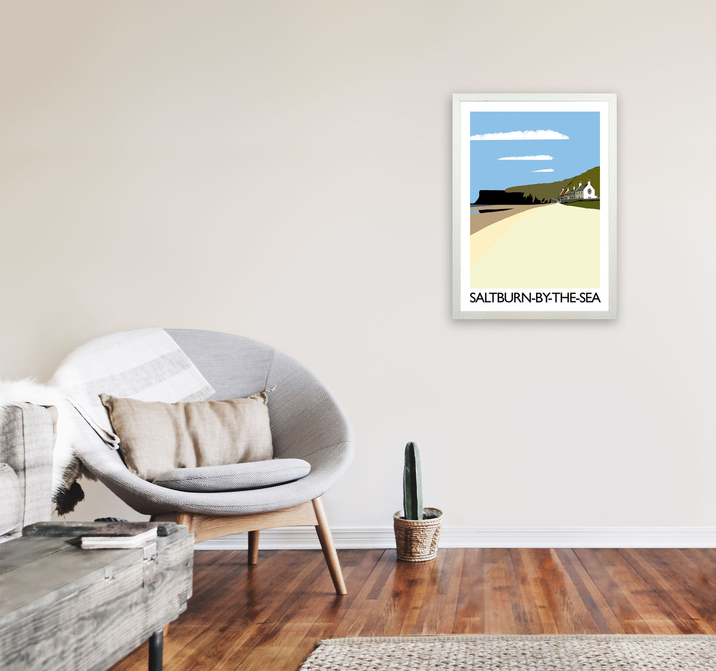 Saltburn-By-The-Sea Art Print by Richard O'Neill A2 Oak Frame