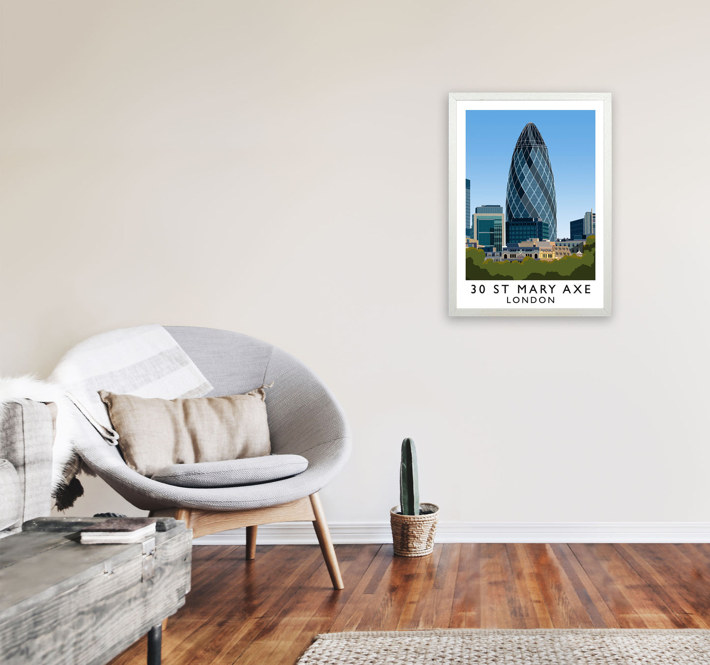 30 St Mary Axe London Travel Art Print by Richard O'Neill A2 Oak Frame