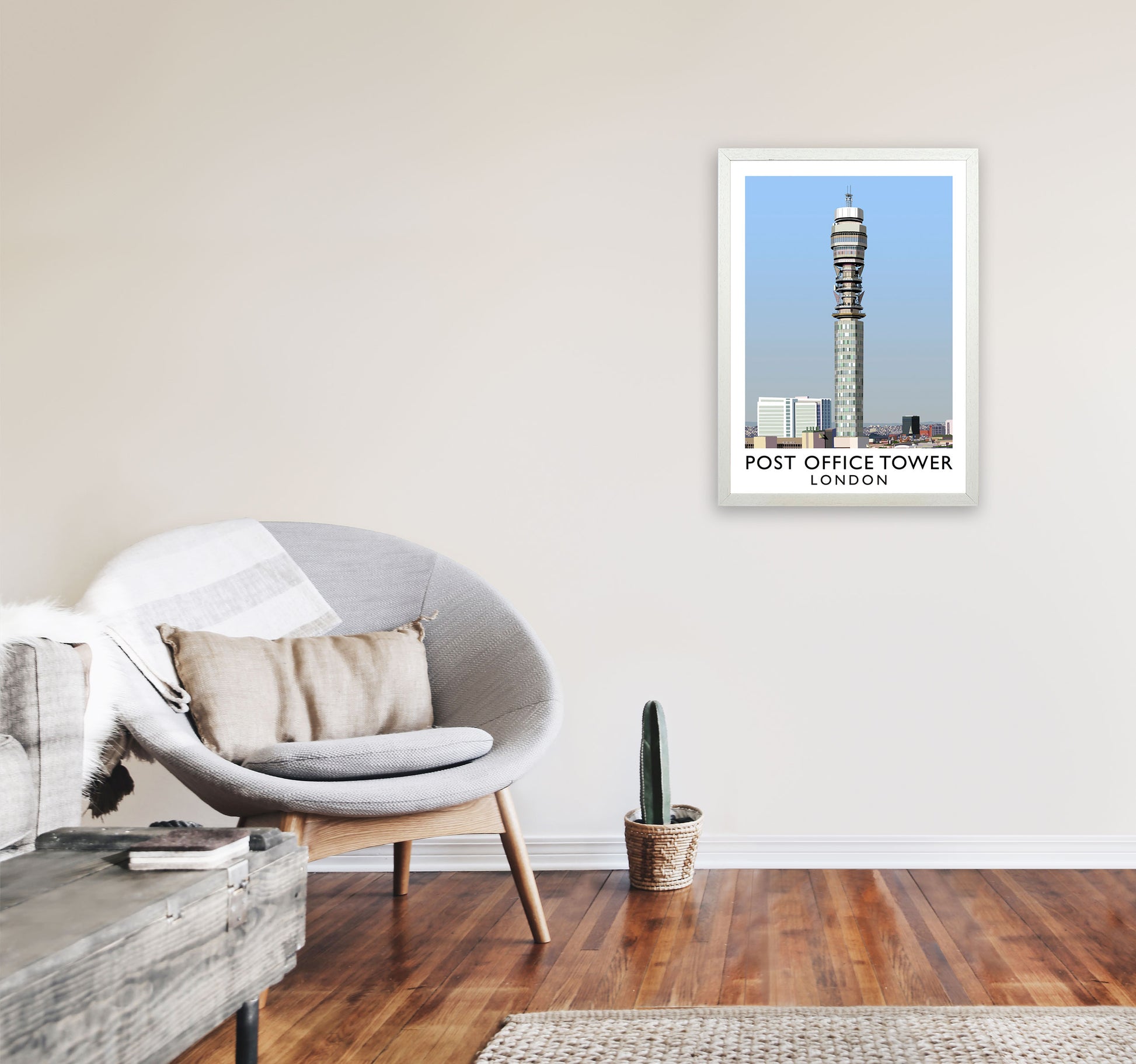 Post Office Tower London Art Print by Richard O'Neill A2 Oak Frame