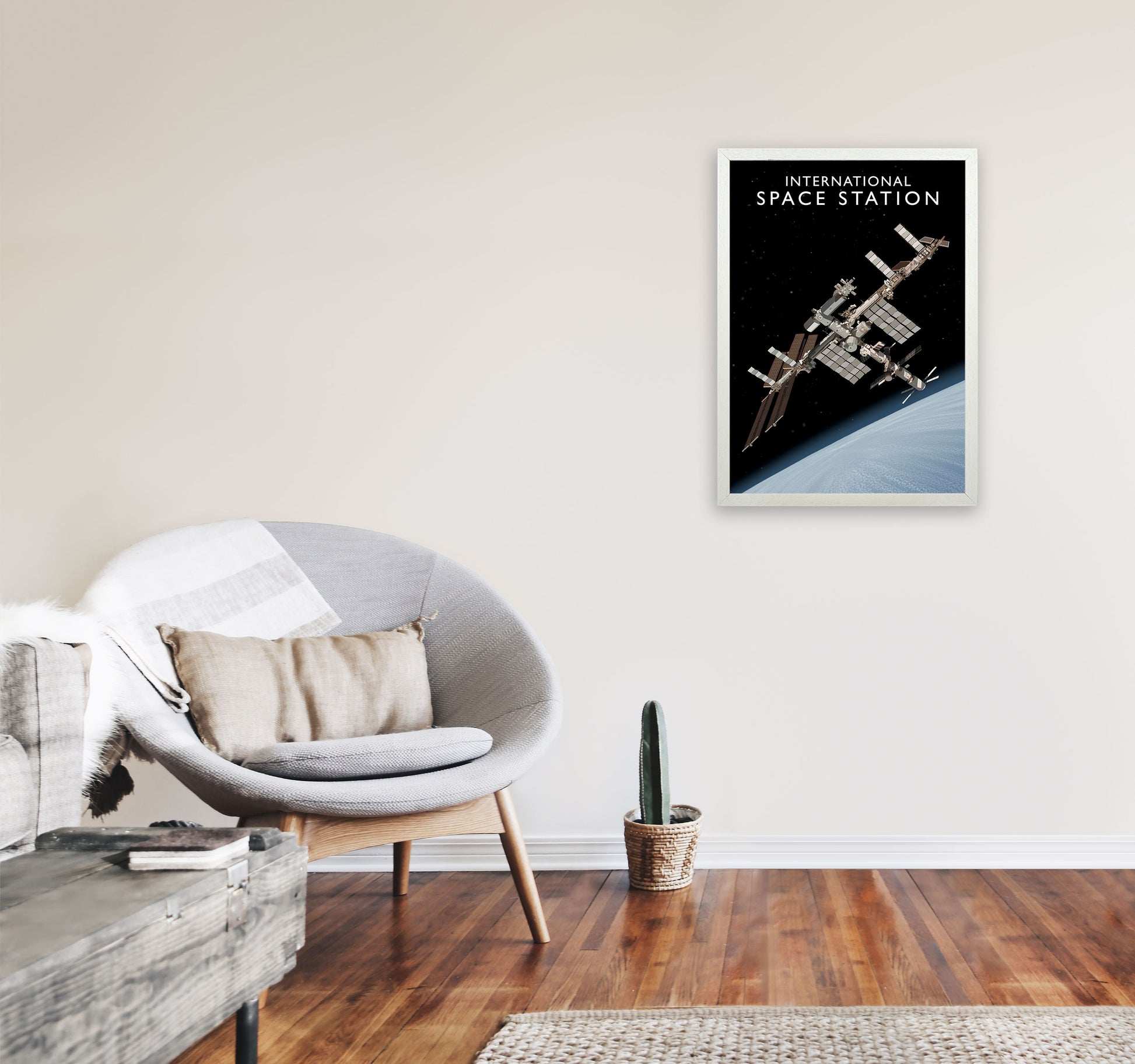 International Space Station by Richard O'Neill A2 Oak Frame