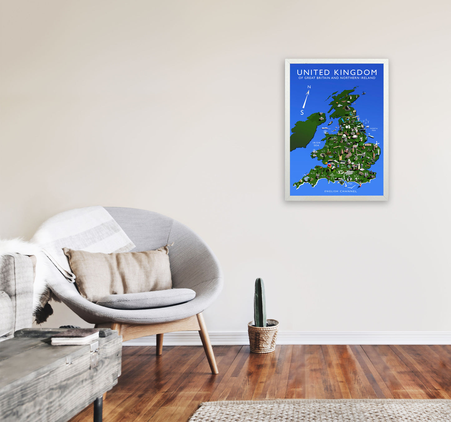 United Kingdom Art Print by Richard O'Neill A2 Oak Frame