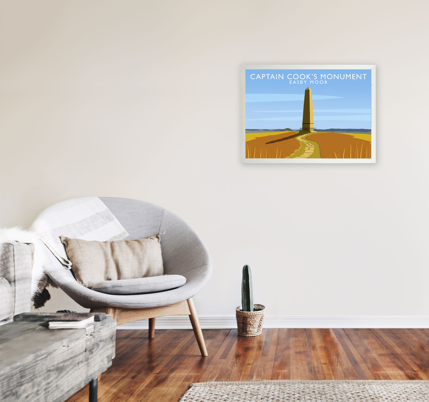 Captain Cooks Monument (Landscape) by Richard O'Neill A2 Oak Frame