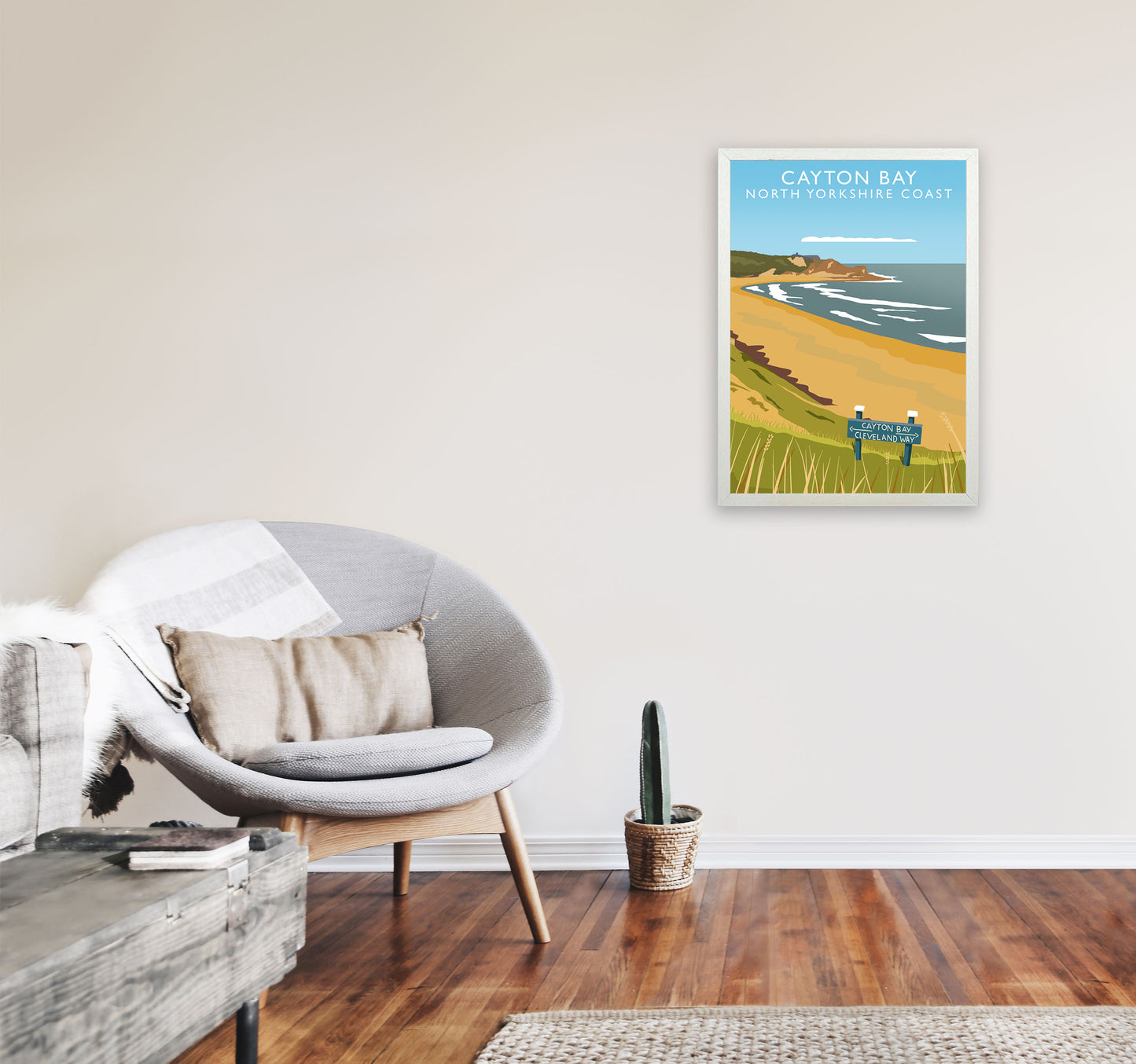 Cayton Bay North Yorkshire Coast Portrait Framed Digital Art Print by Richard O'Neill A2 Oak Frame