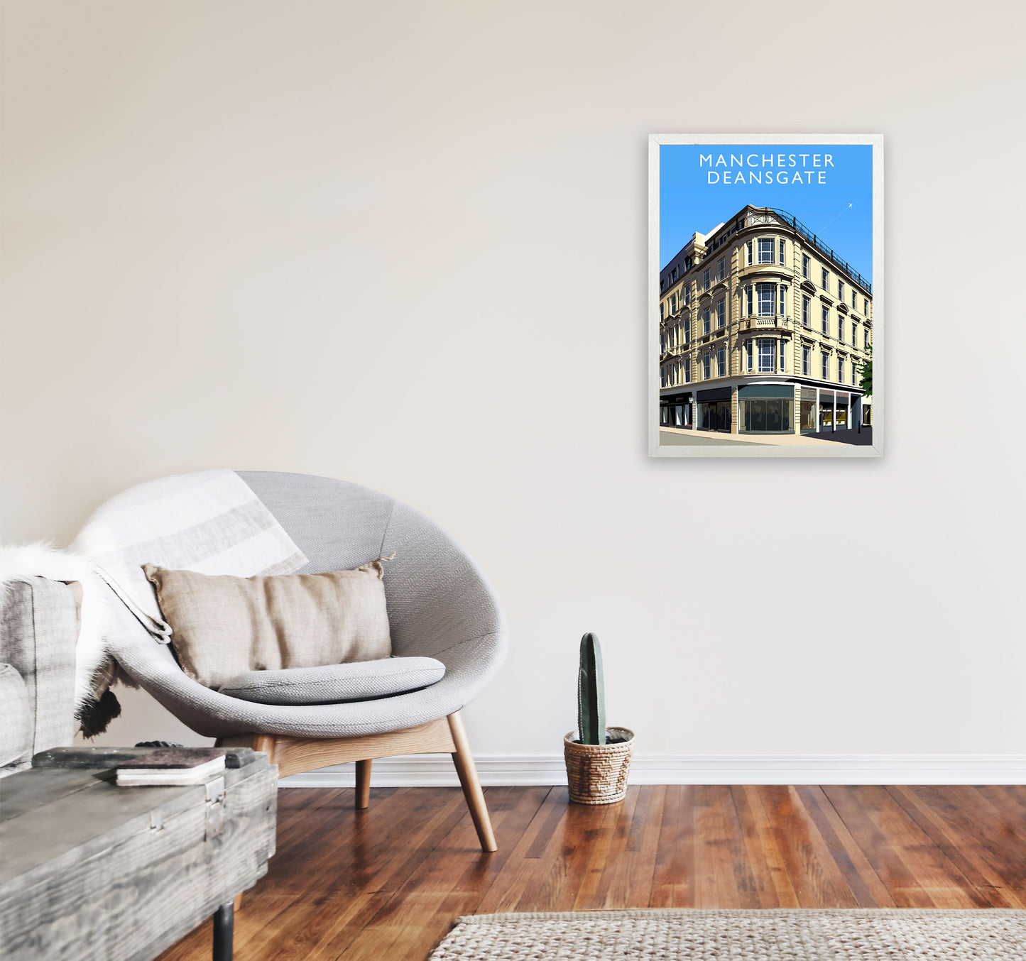 Manchester Deansgate (Portrait) by Richard O'Neill A2 Oak Frame