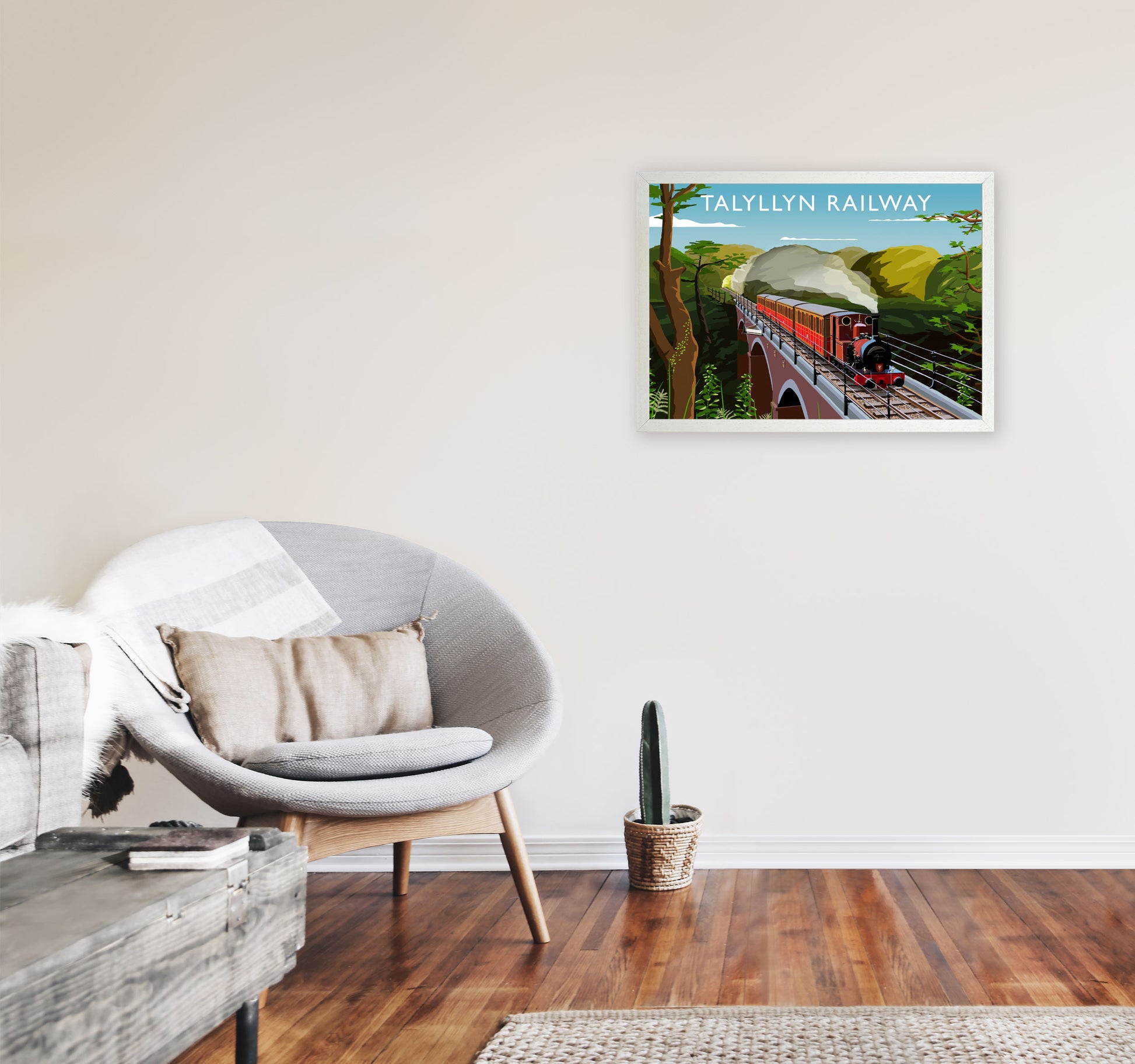 Talyllyn Railway Art Print by Richard O'Neill A2 Oak Frame