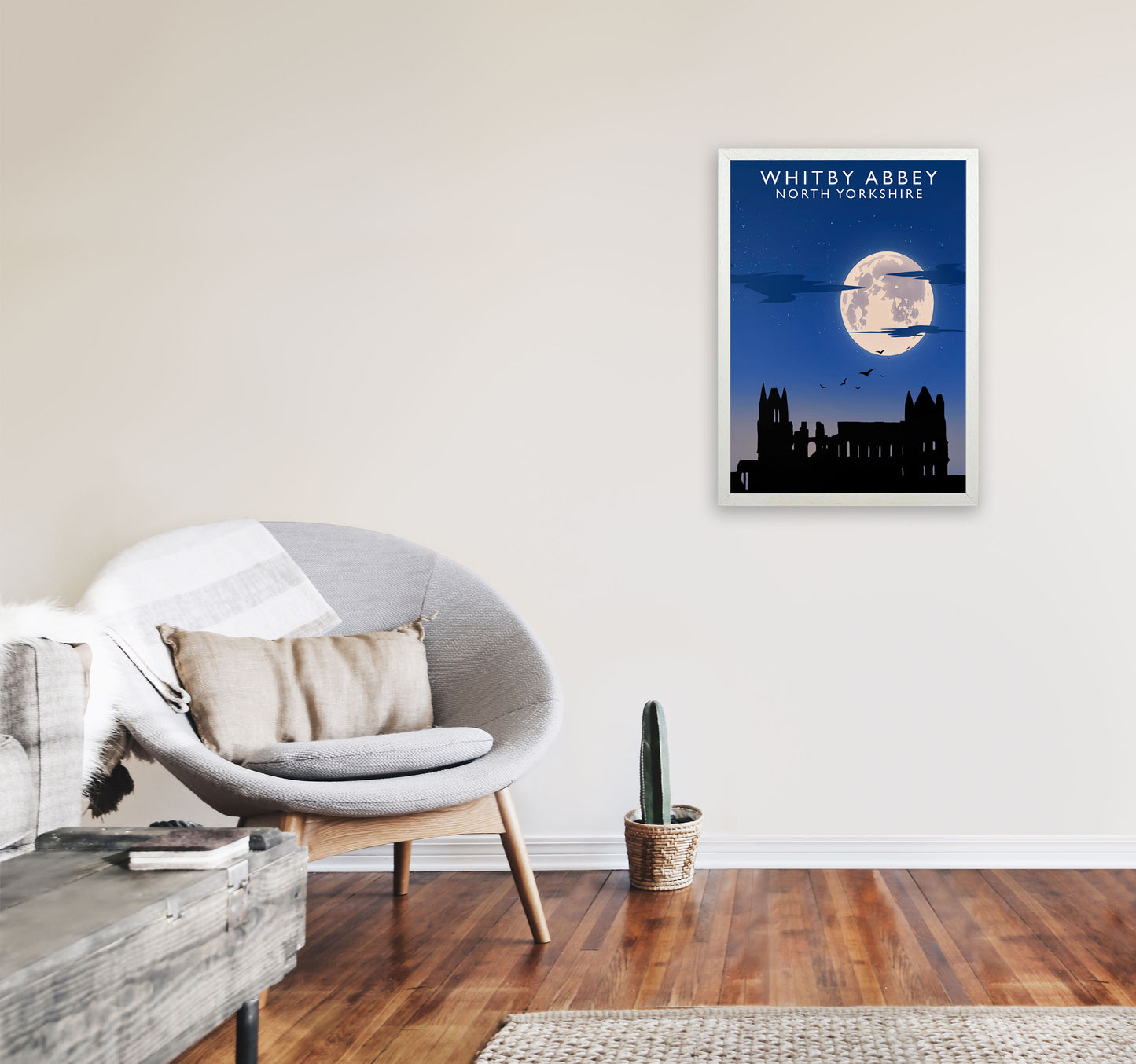 Whitby Abbey (Night) (Portrait) by Richard O'Neill Yorkshire Art Print A2 Oak Frame