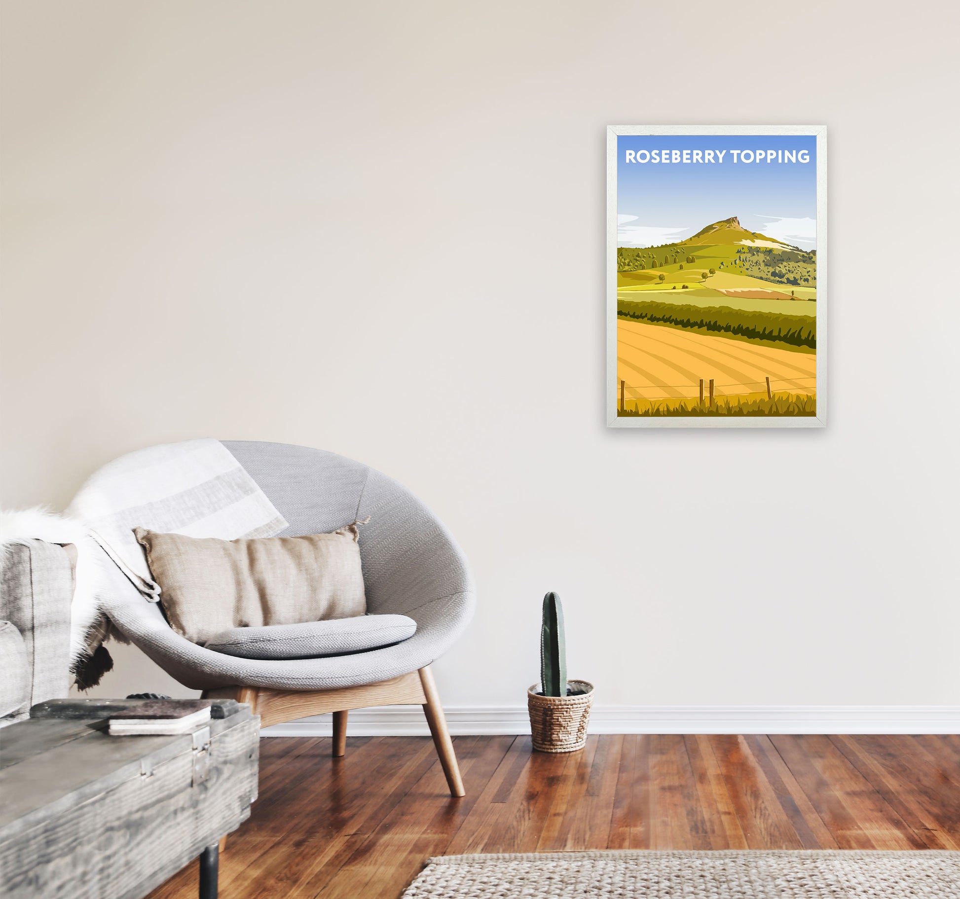 Roseberry Topping2 Portrait by Richard O'Neill A2 Oak Frame