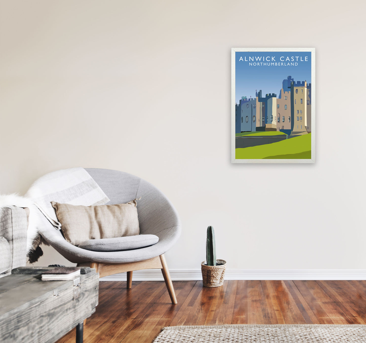 Alnwick Castle2 Portrait by Richard O'Neill A2 Oak Frame