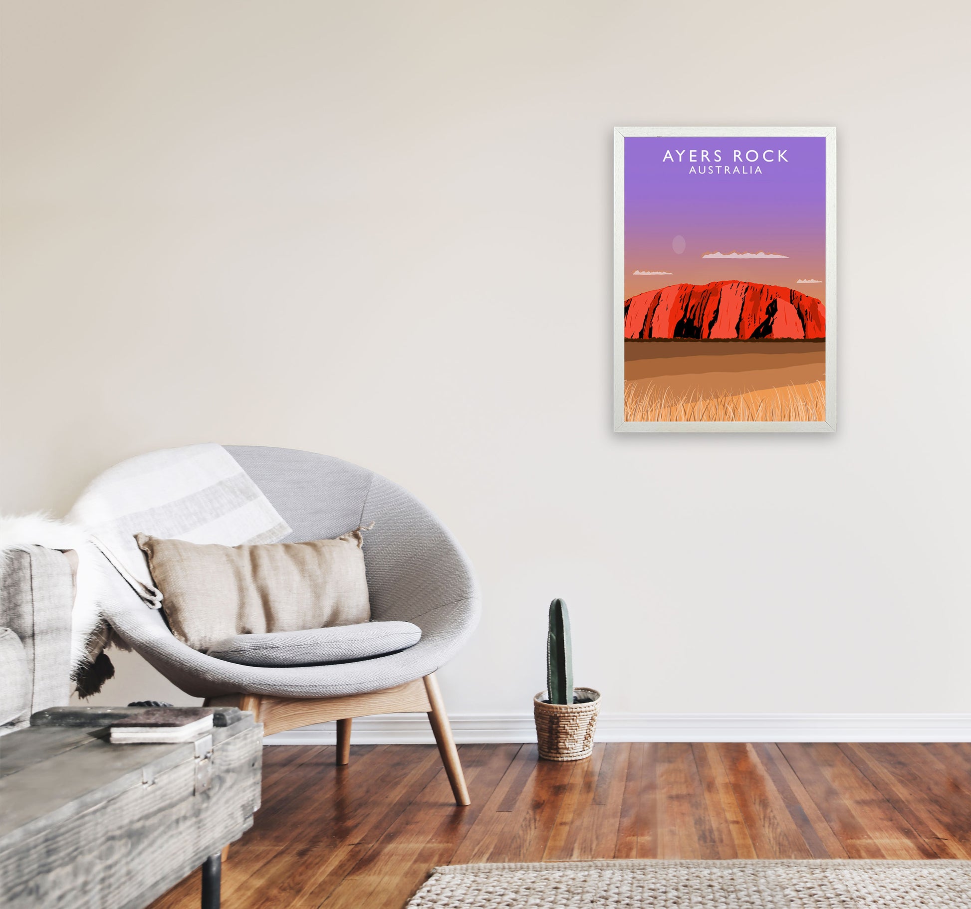 Ayers Rock Australia Art Print by Richard O'Neill A2 Oak Frame