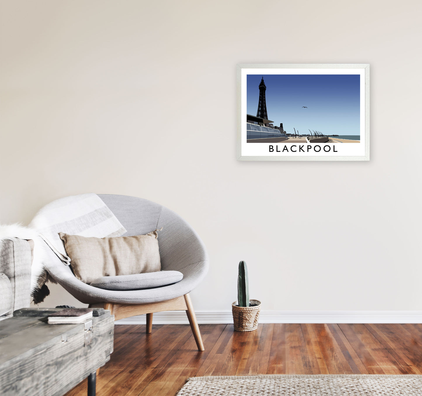 Blackpool Art Print by Richard O'Neill A2 Oak Frame