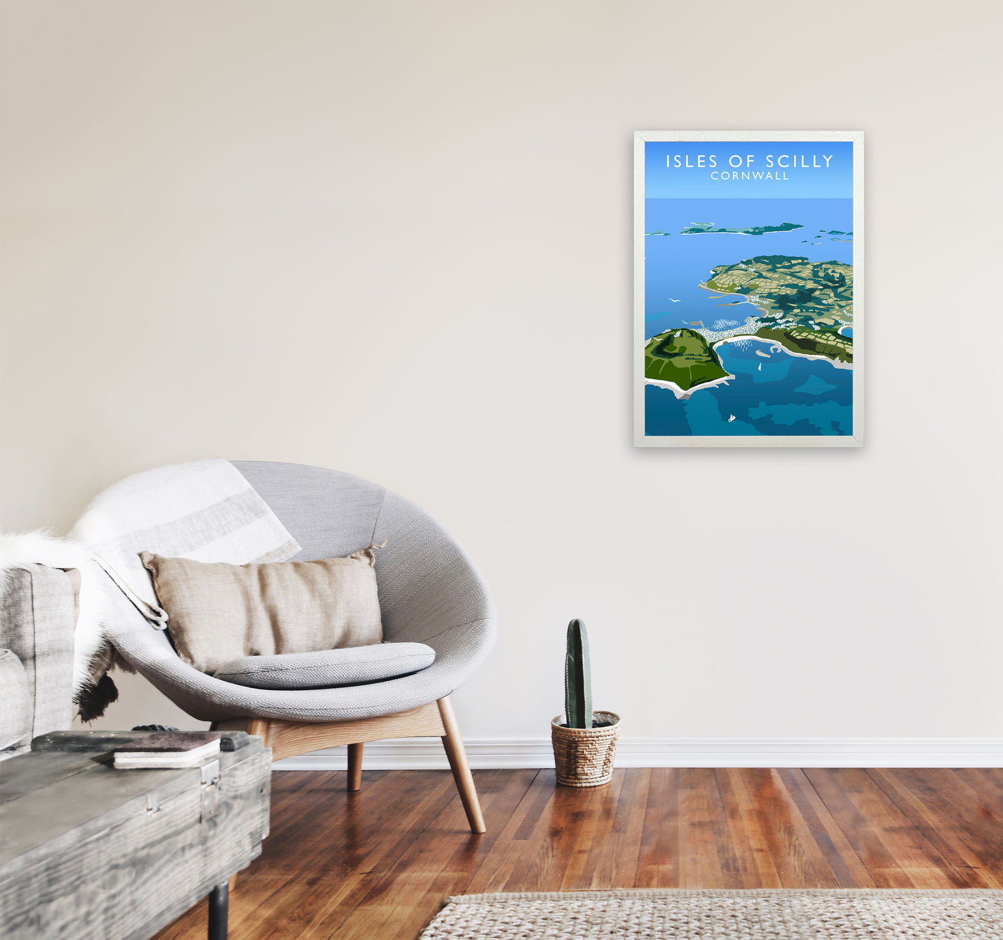 Isles of Scilly Cornwall Art Print by Richard O'Neill A2 Oak Frame