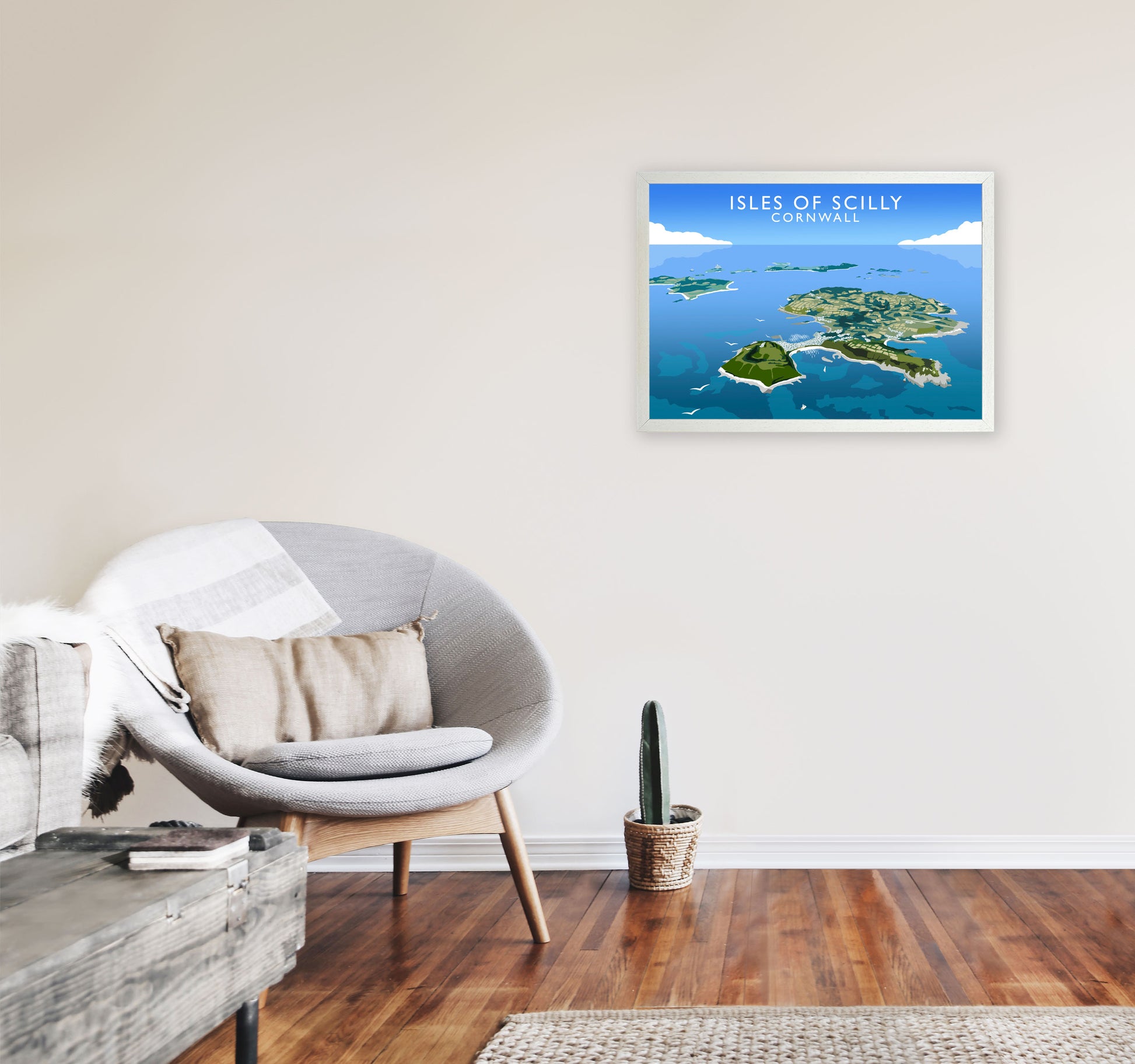 Isles of Scilly Cornwall Framed Digital Art Print by Richard O'Neill A2 Oak Frame