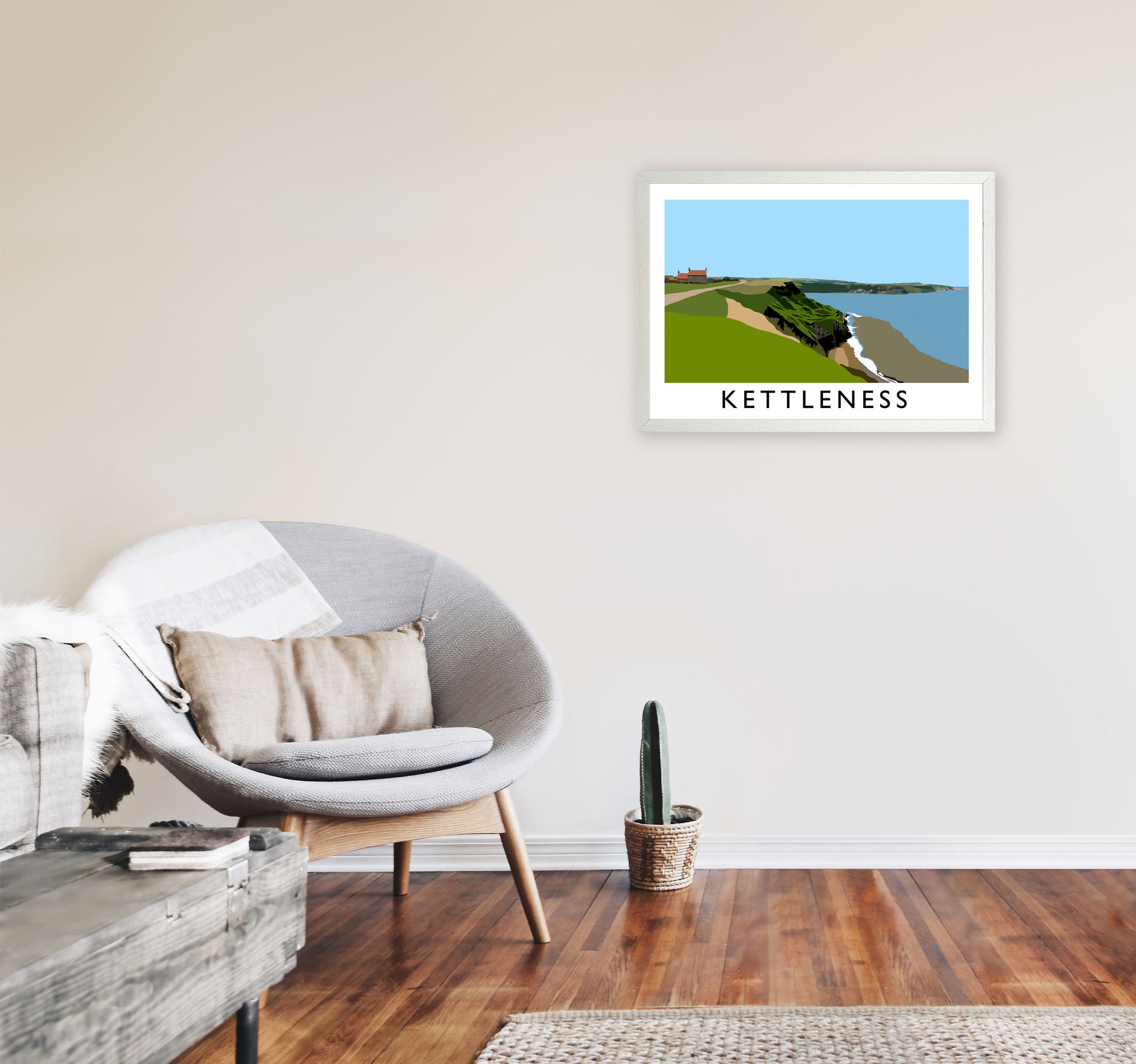 Kettleness Framed Digital Art Print by Richard O'Neill A2 Oak Frame