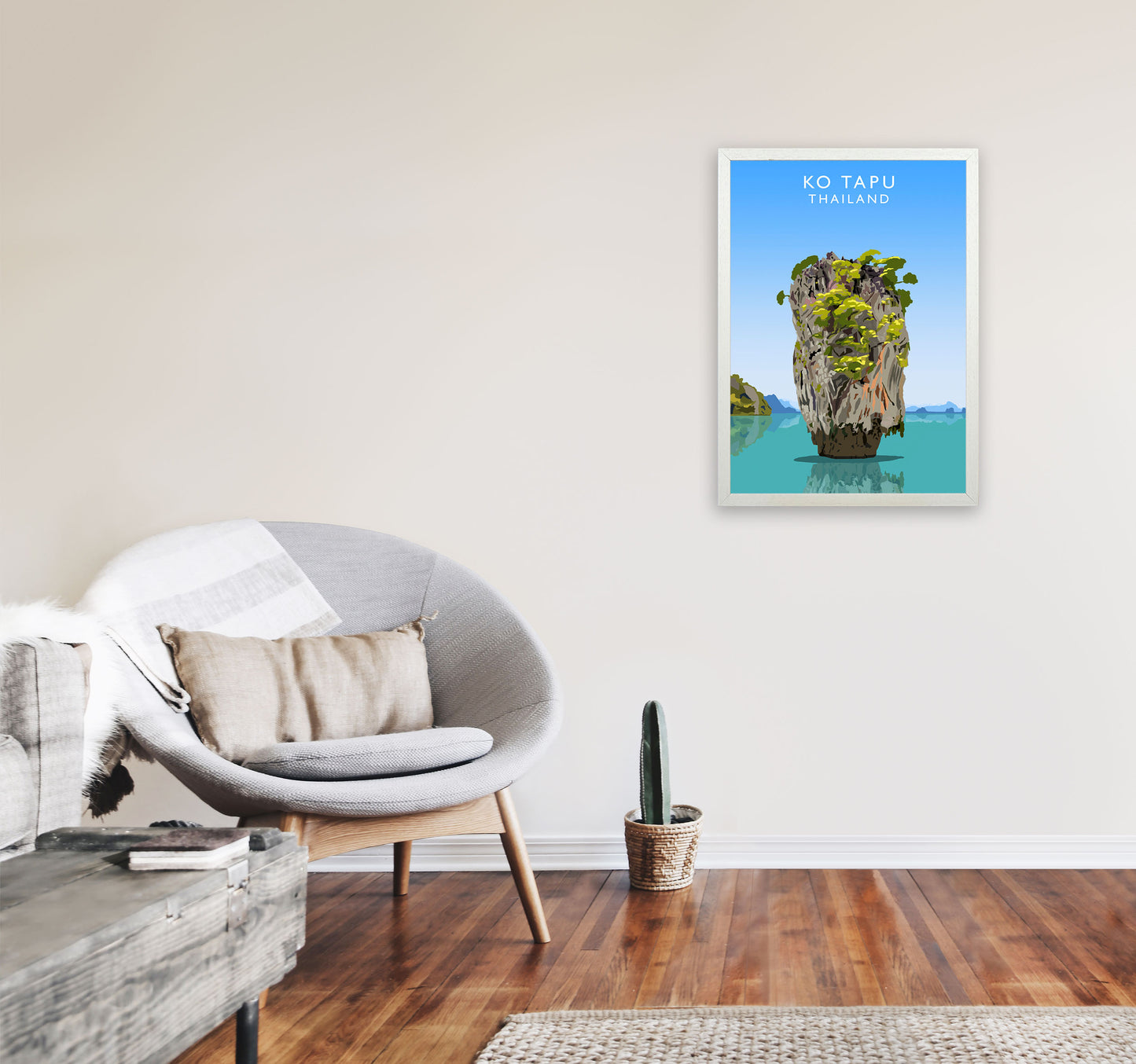 Ko Tapu Thailand  Portrait Travel Art Print by Richard O'Neill, Framed Wall Art A2 Oak Frame