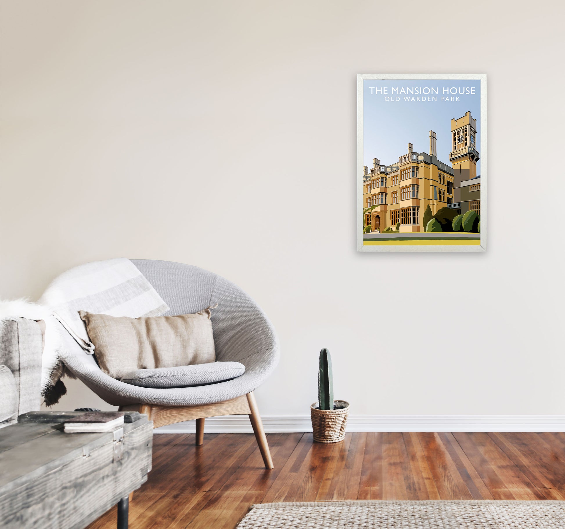 The Mansion House  Portrait Old Warden Park Travel Art Print by Richard O'Neill A2 Oak Frame