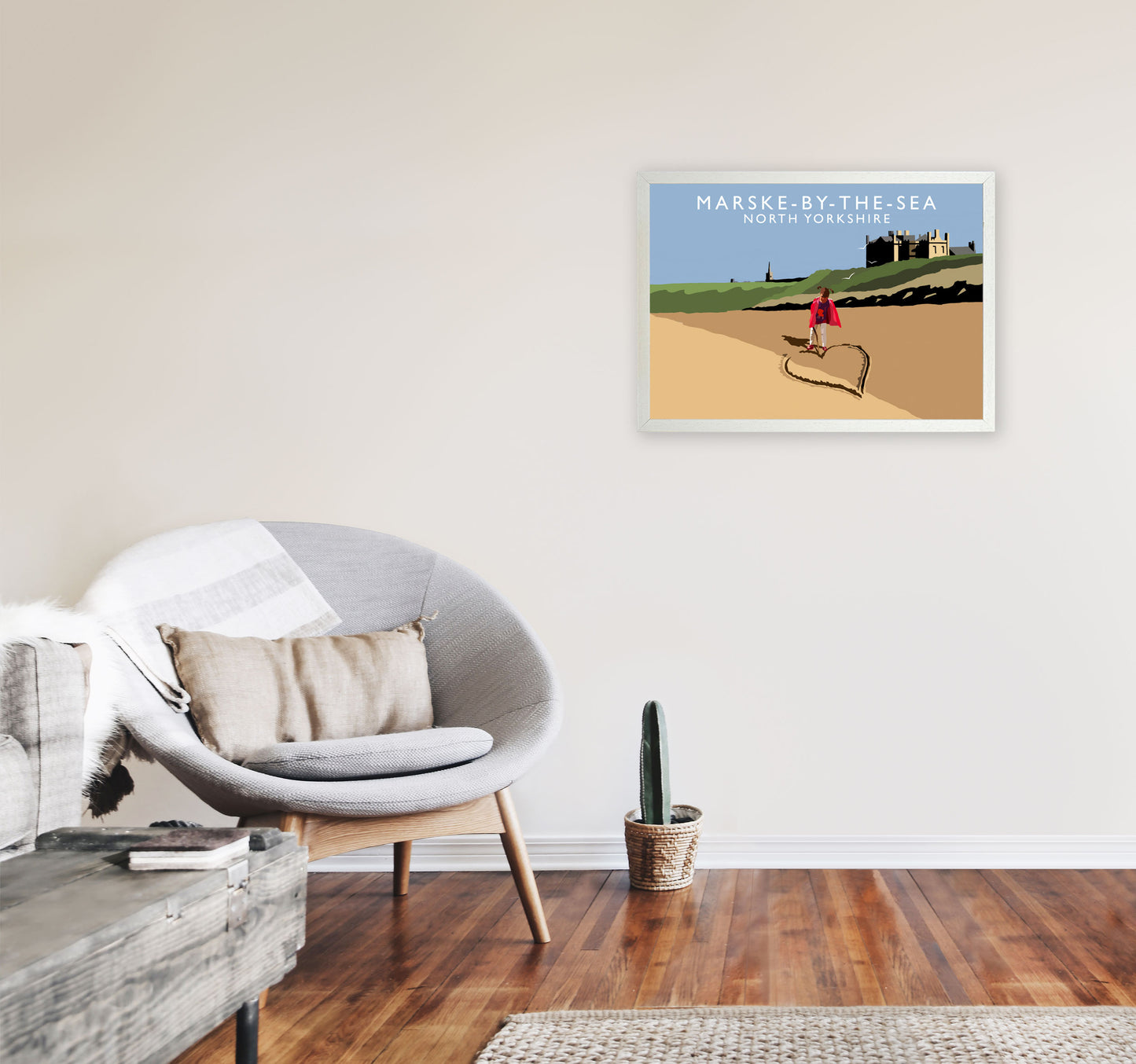 Marske-By-The-Sea North Yorkshire Travel Art Print by Richard O'Neill A2 Oak Frame