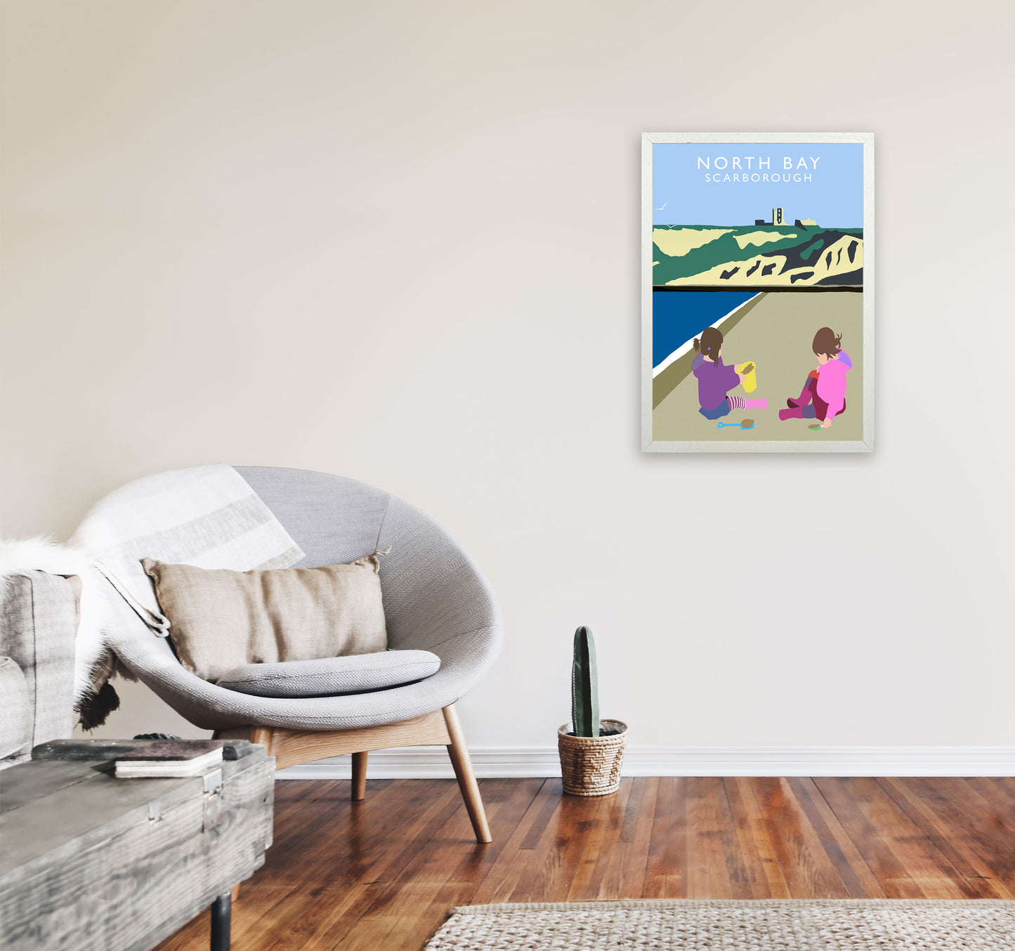 North Bay3 Portrait  Scarborough Travel Art Print by Richard O'Neill, Framed Wall Art A2 Oak Frame