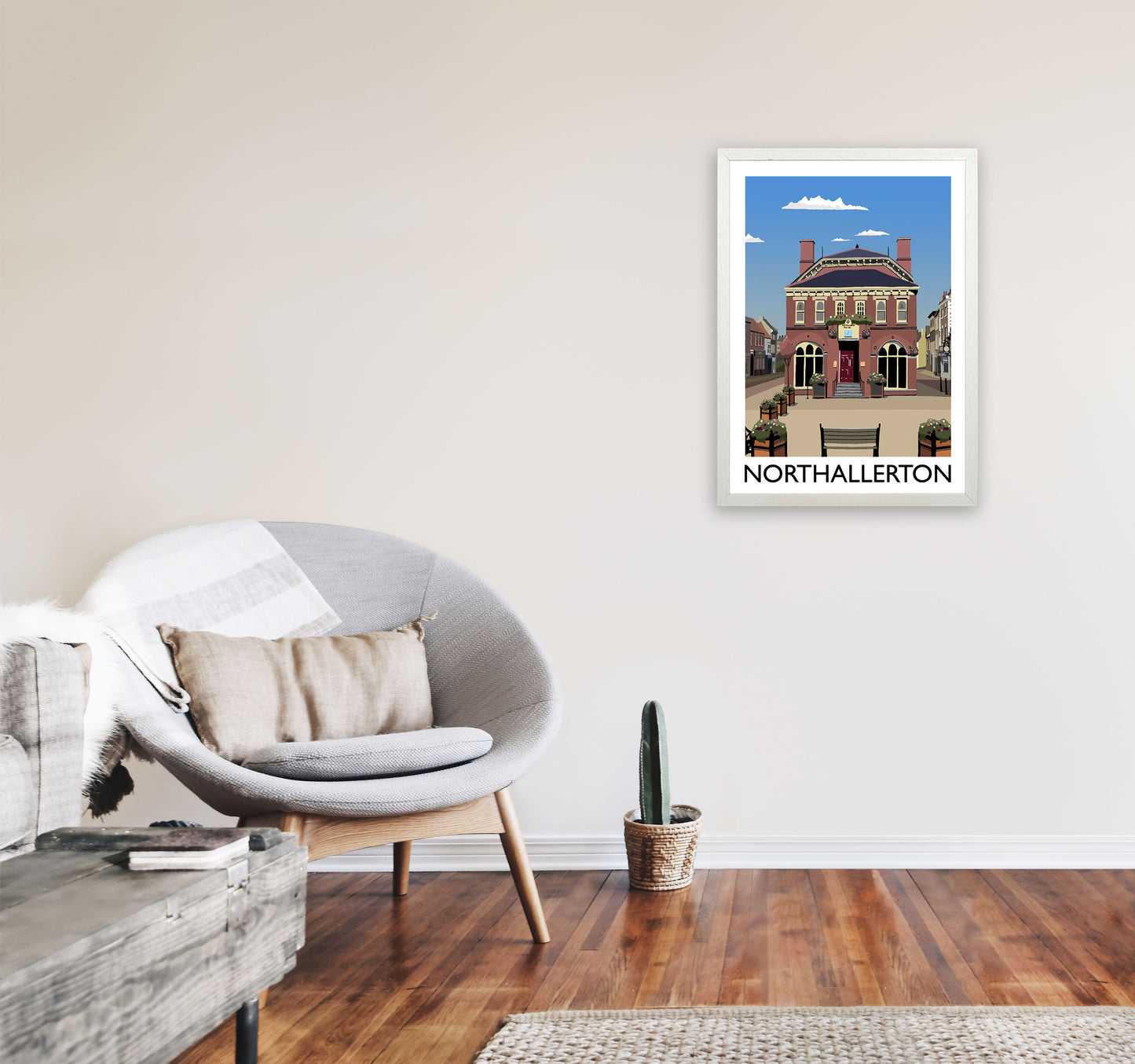 Northallerton2 Portrait  Travel Art Print by Richard O'Neill, Framed Wall Art A2 Oak Frame