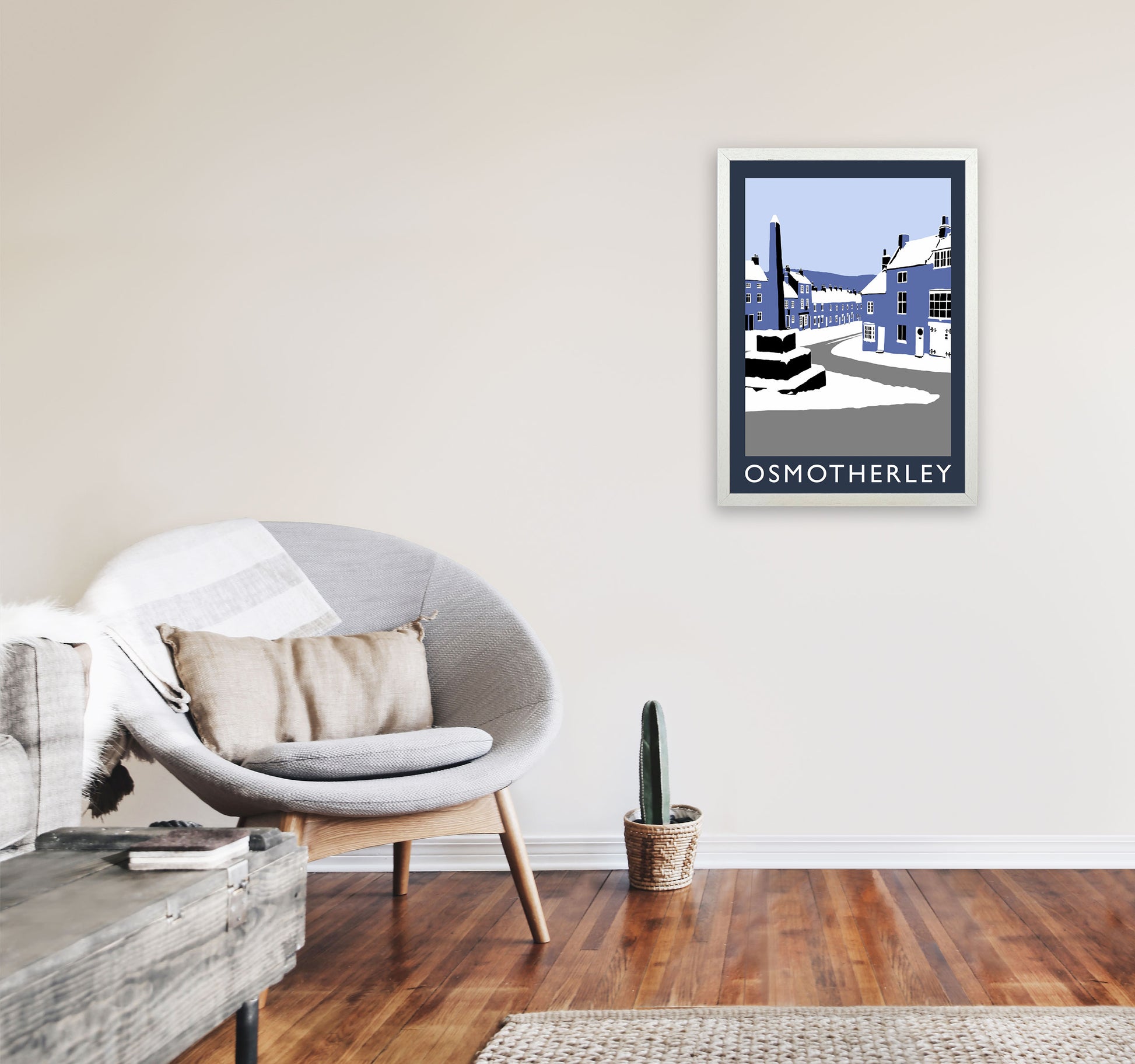 Osmotherley In Snow2 Portrait Travel Art Print by Richard O'Neill, Framed Wall Art A2 Oak Frame