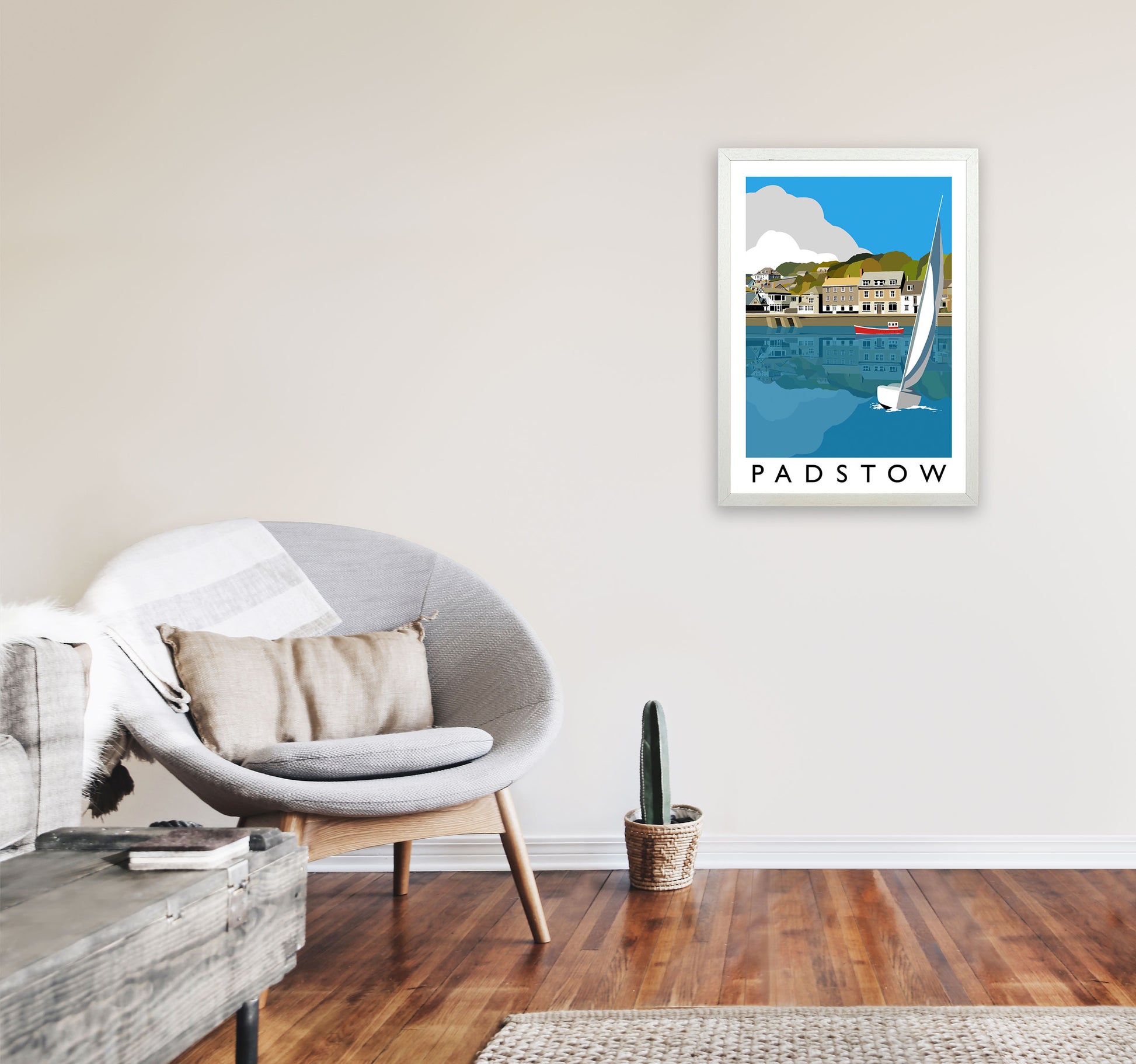 Padstow Framed Digital Art Print by Richard O'Neill, Framed Wall Art A2 Oak Frame