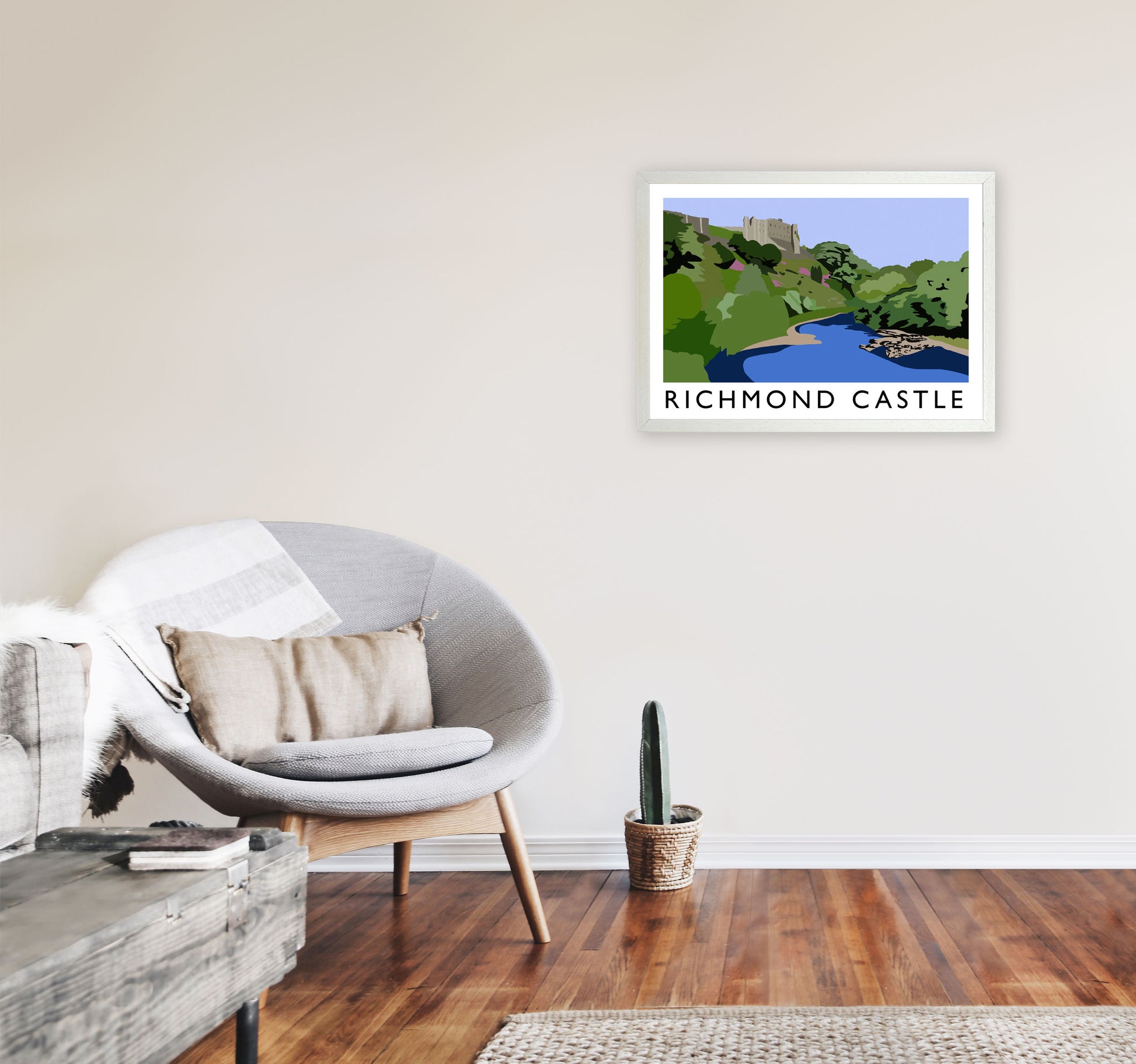 Richmond Castle Digital Art Print by Richard O'Neill, Framed Wall Art A2 Oak Frame