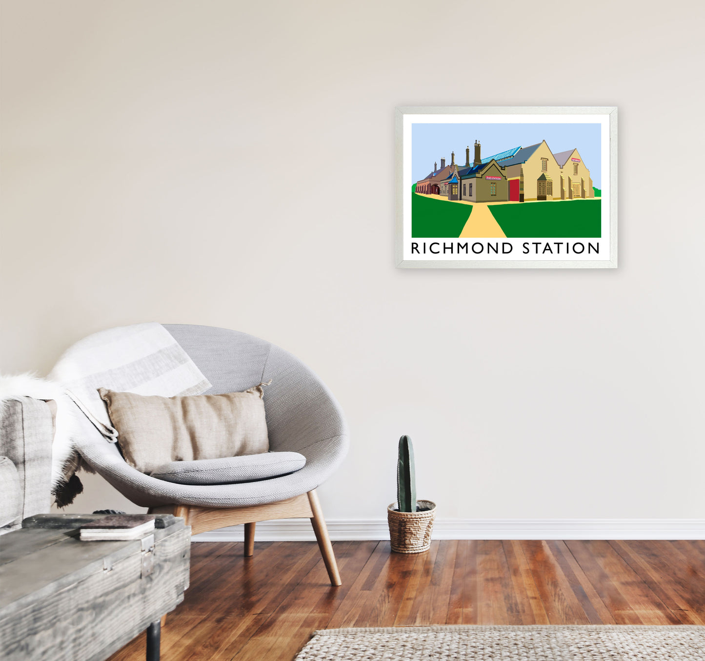 Richmond Station Travel Art Print by Richard O'Neill, Framed Wall Art A2 Oak Frame