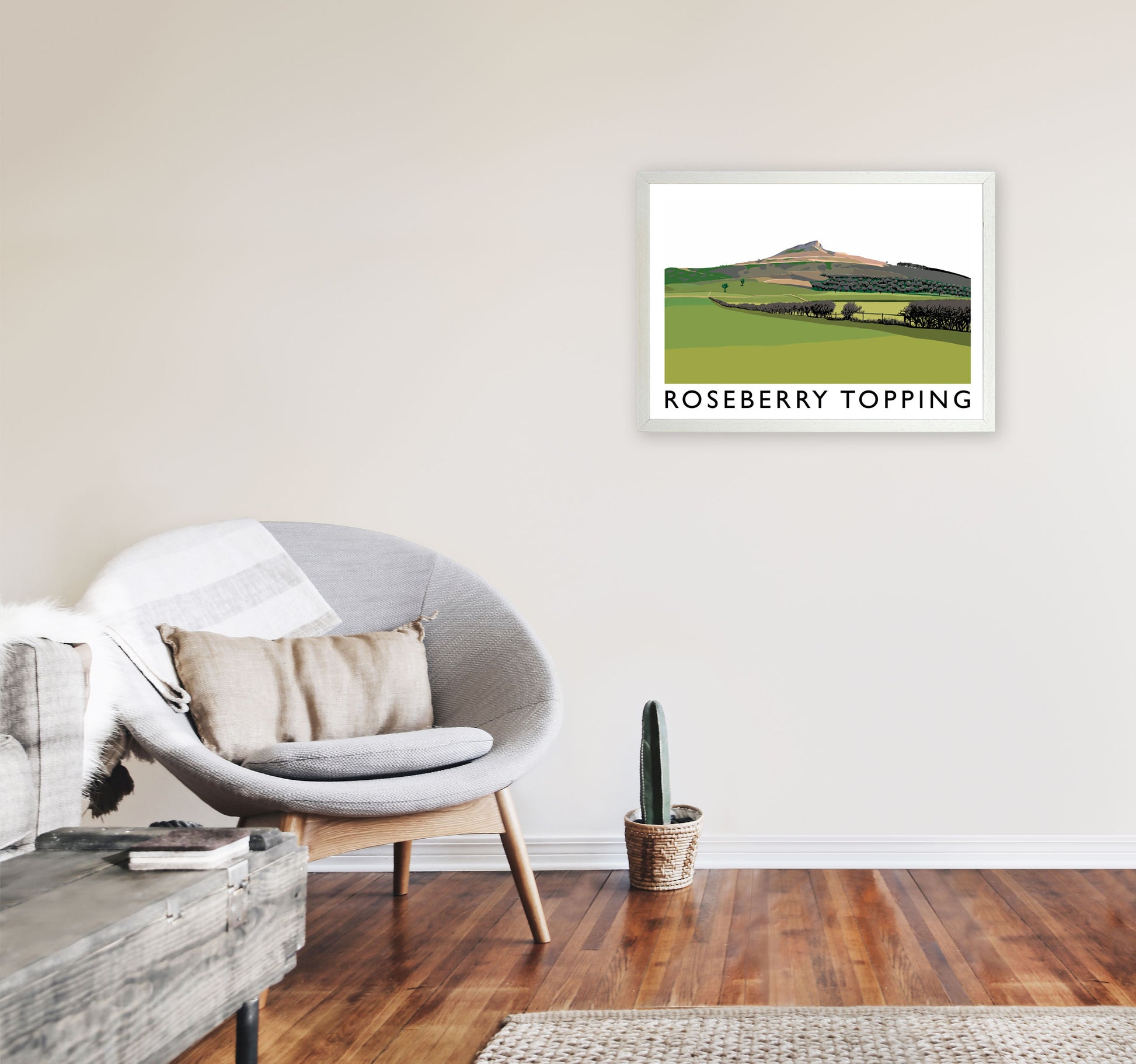 Roseberry Topping Art Print by Richard O'Neill, Framed Wall Art A2 Oak Frame