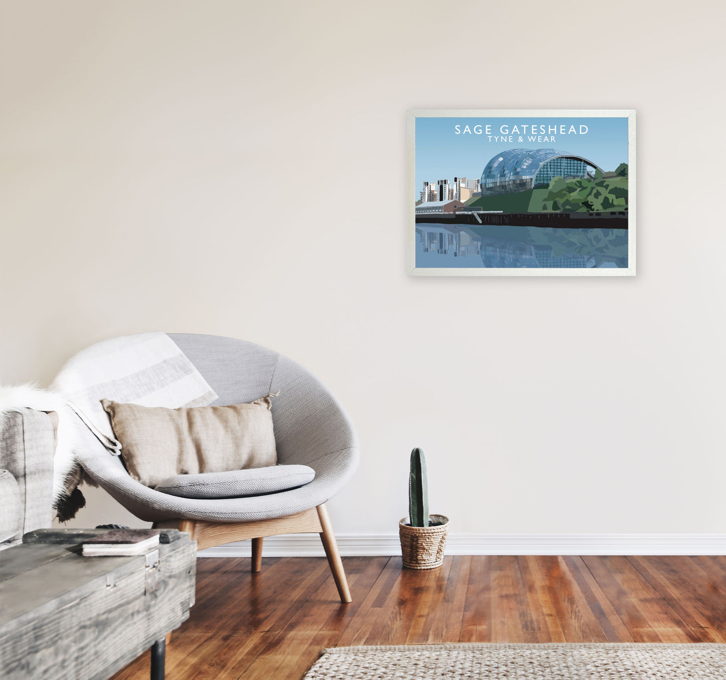 Sage Gateshead Tyne & Wear Travel Art Print by Richard O'Neill A2 Oak Frame