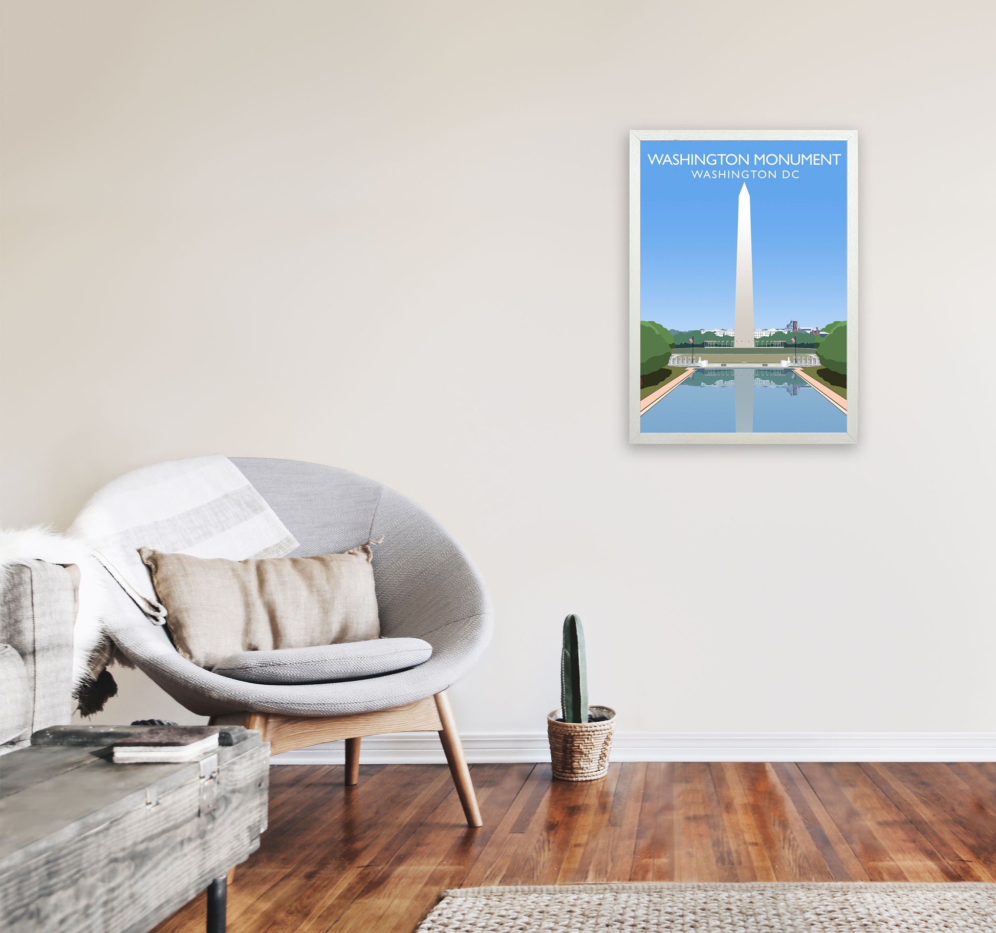 Washington DC Monument Travel Art Print by Richard O'Neill A2 Oak Frame