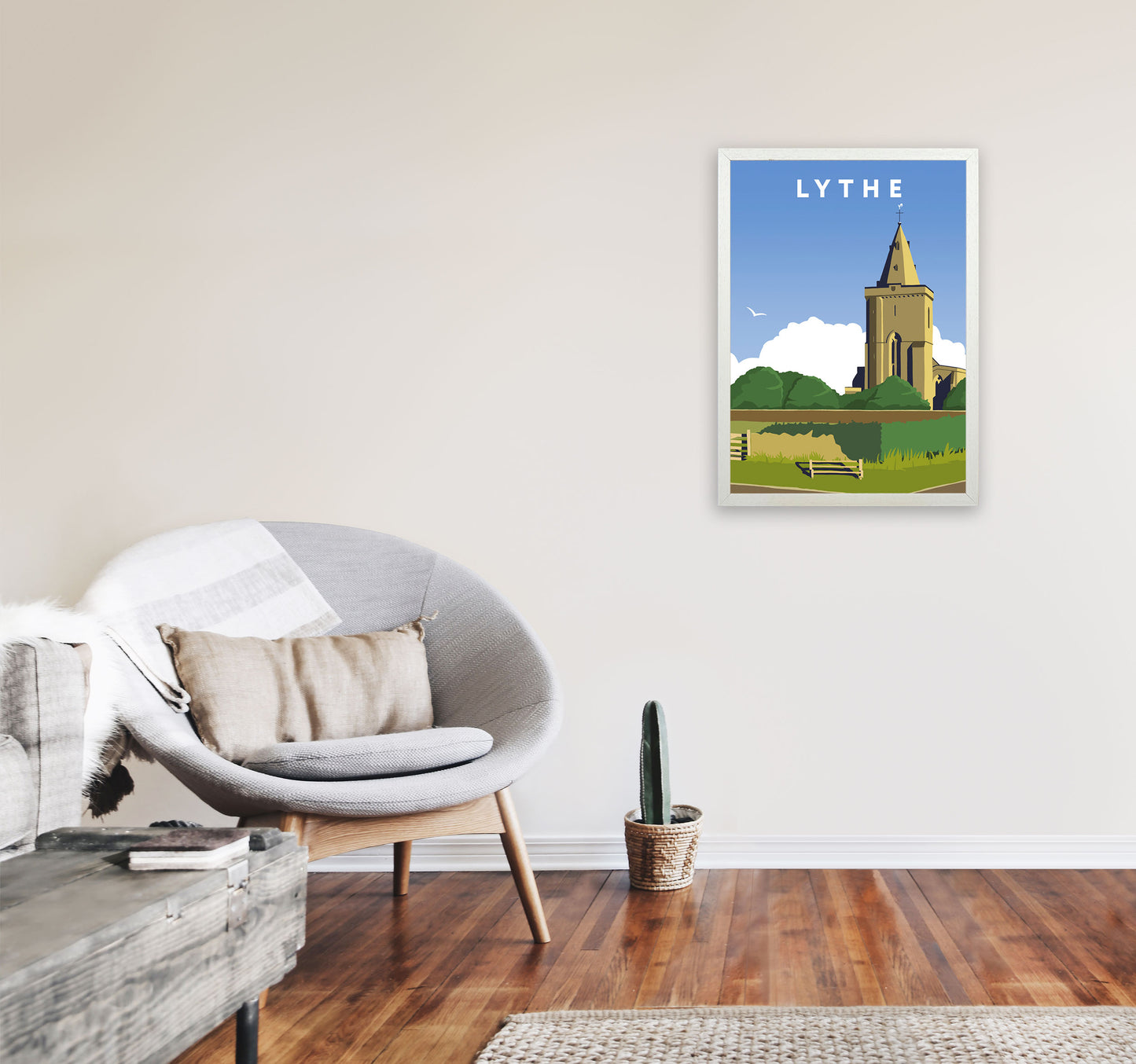 Lythe Travel Art Print by Richard O'Neill, Framed Wall Art A2 Oak Frame