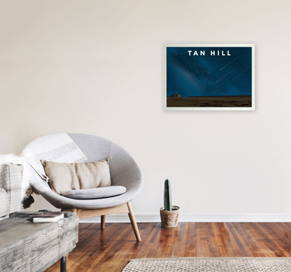 Tan Hill Night Travel Art Print by Richard O'Neill, Framed Wall Art A2 Oak Frame