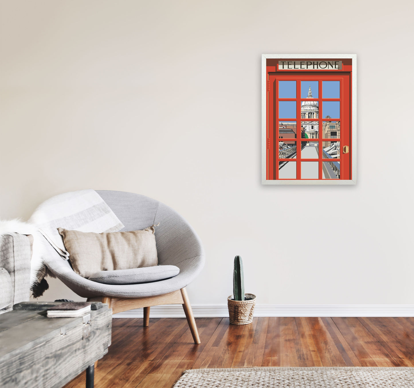 London Telephone Box 3 by Richard O'Neill A2 Oak Frame