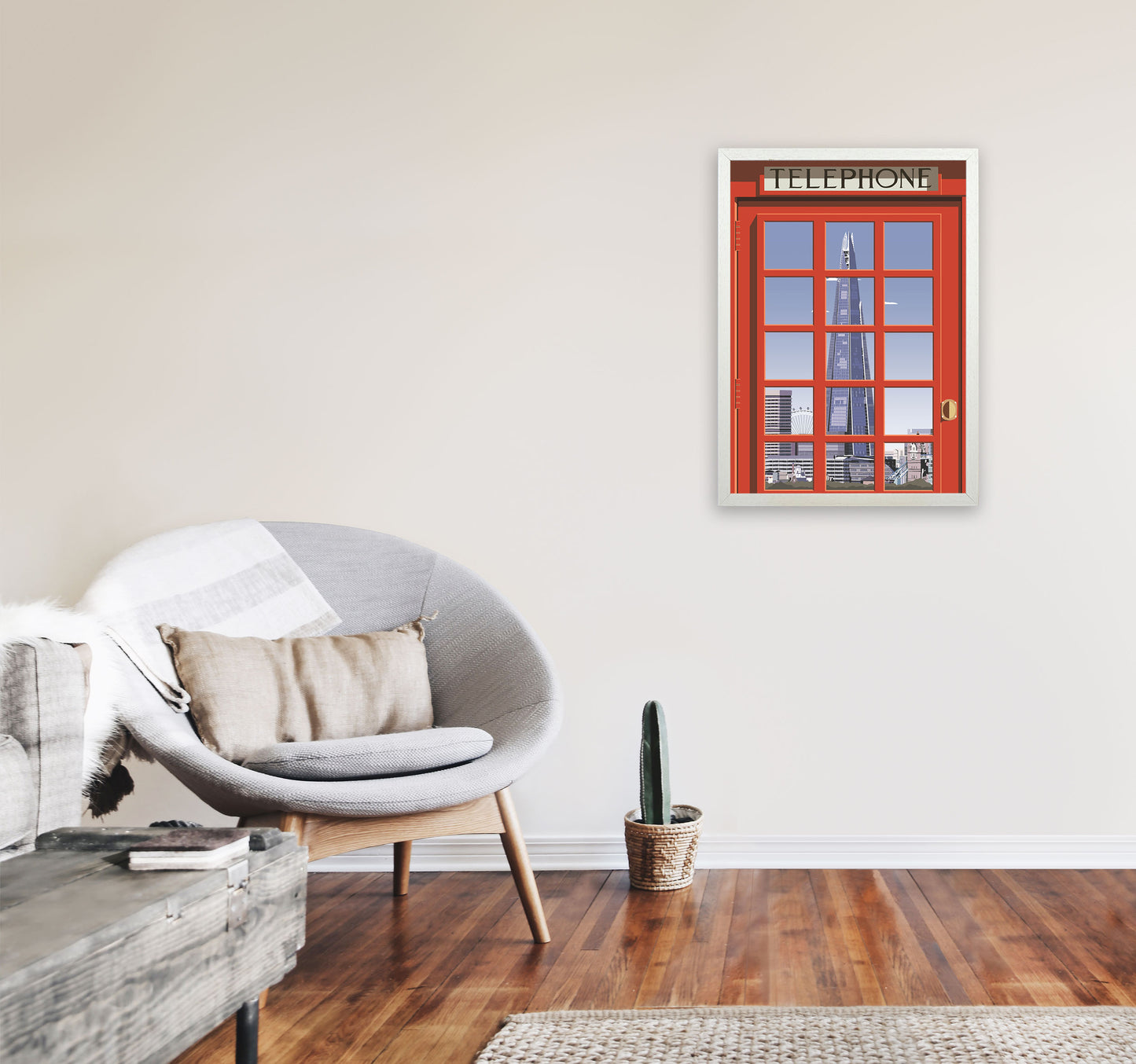 London Telephone Box 4 by Richard O'Neill A2 Oak Frame