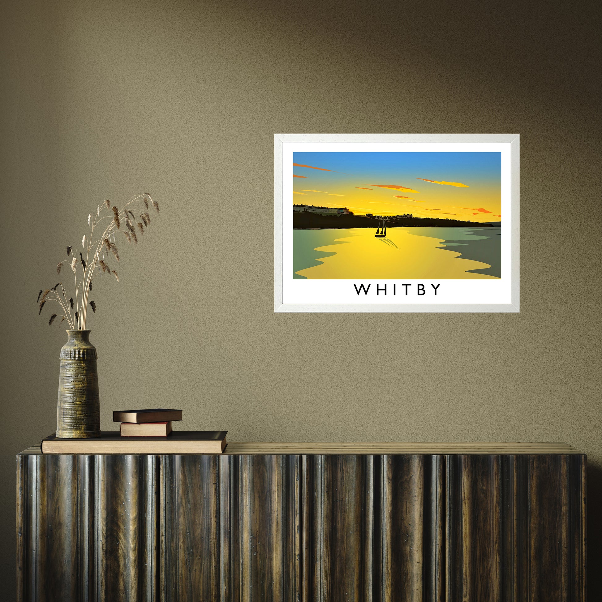 Whitby (Sunset) 2 by Richard O'Neill A2 White Frame