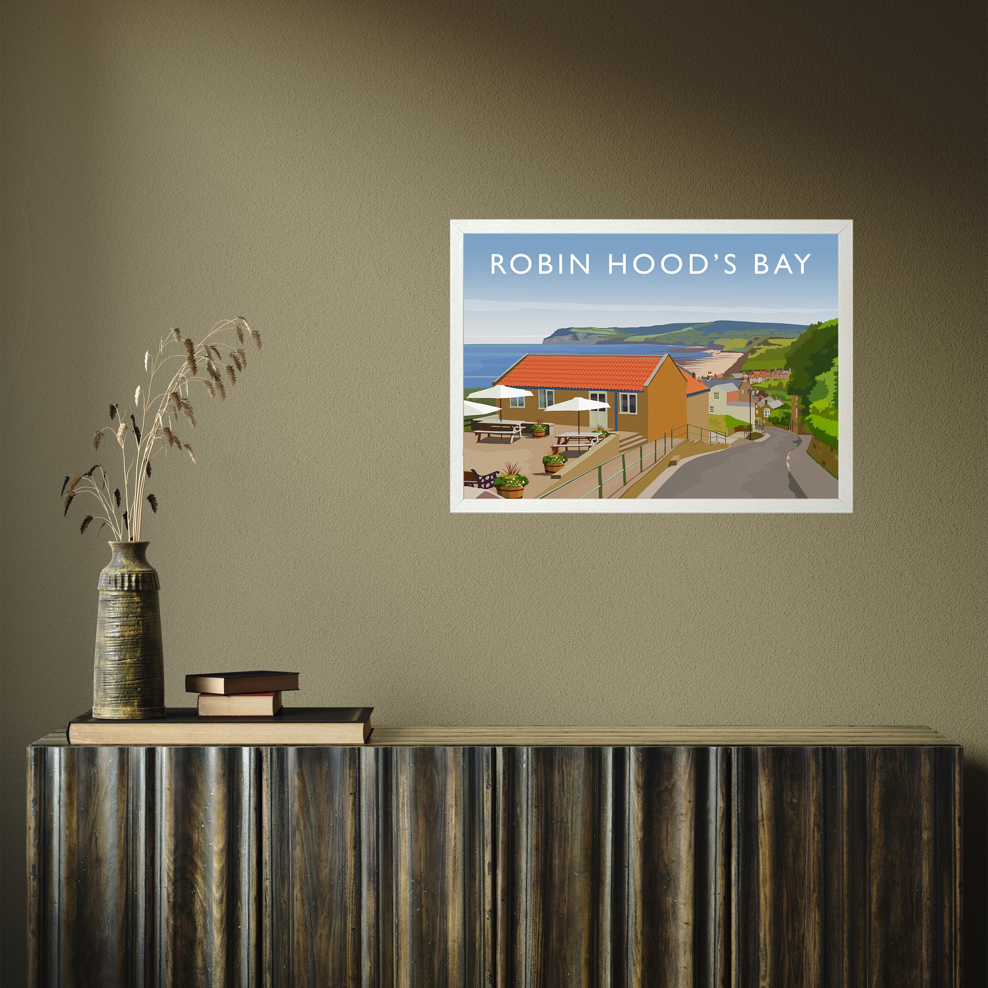 Robin Hood's Bay 3 by Richard O'Neill A2 White Frame