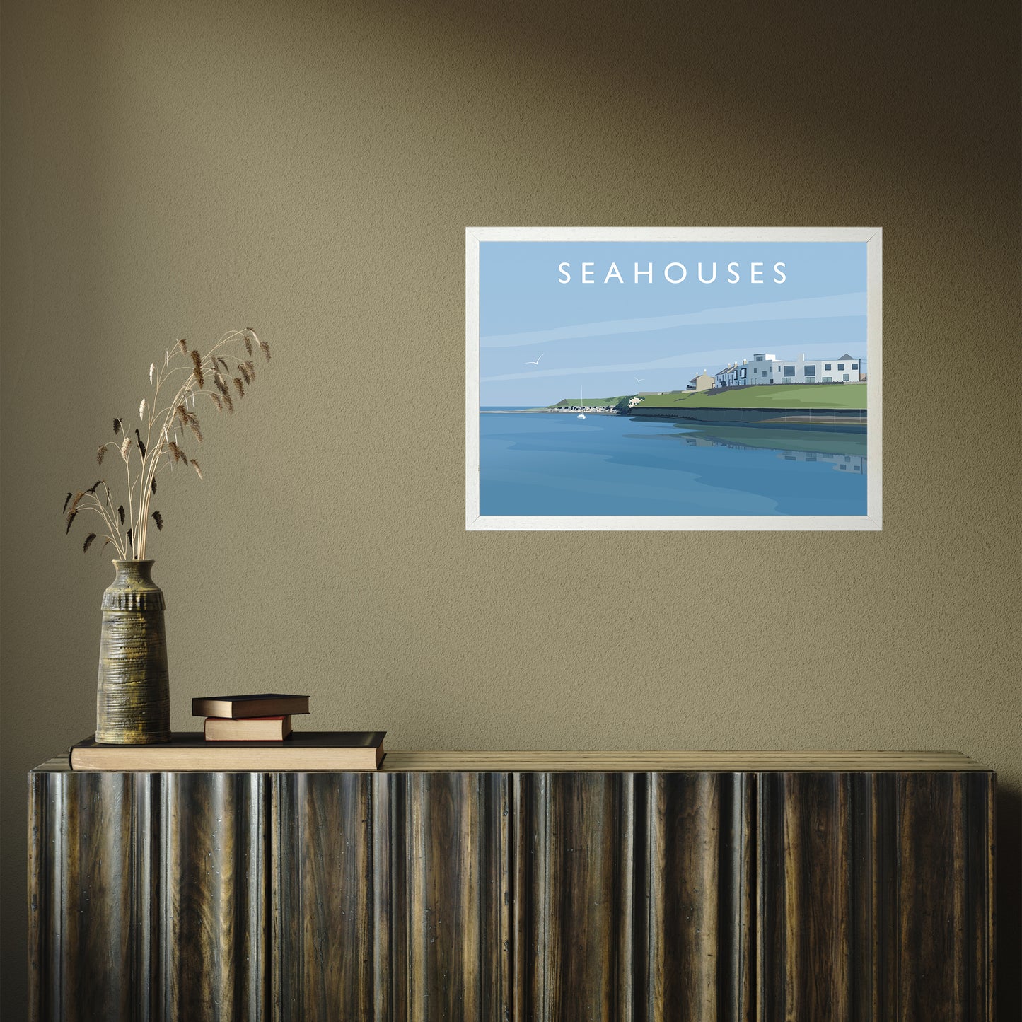 Seahouses 2 by Richard O'Neill A2 White Frame