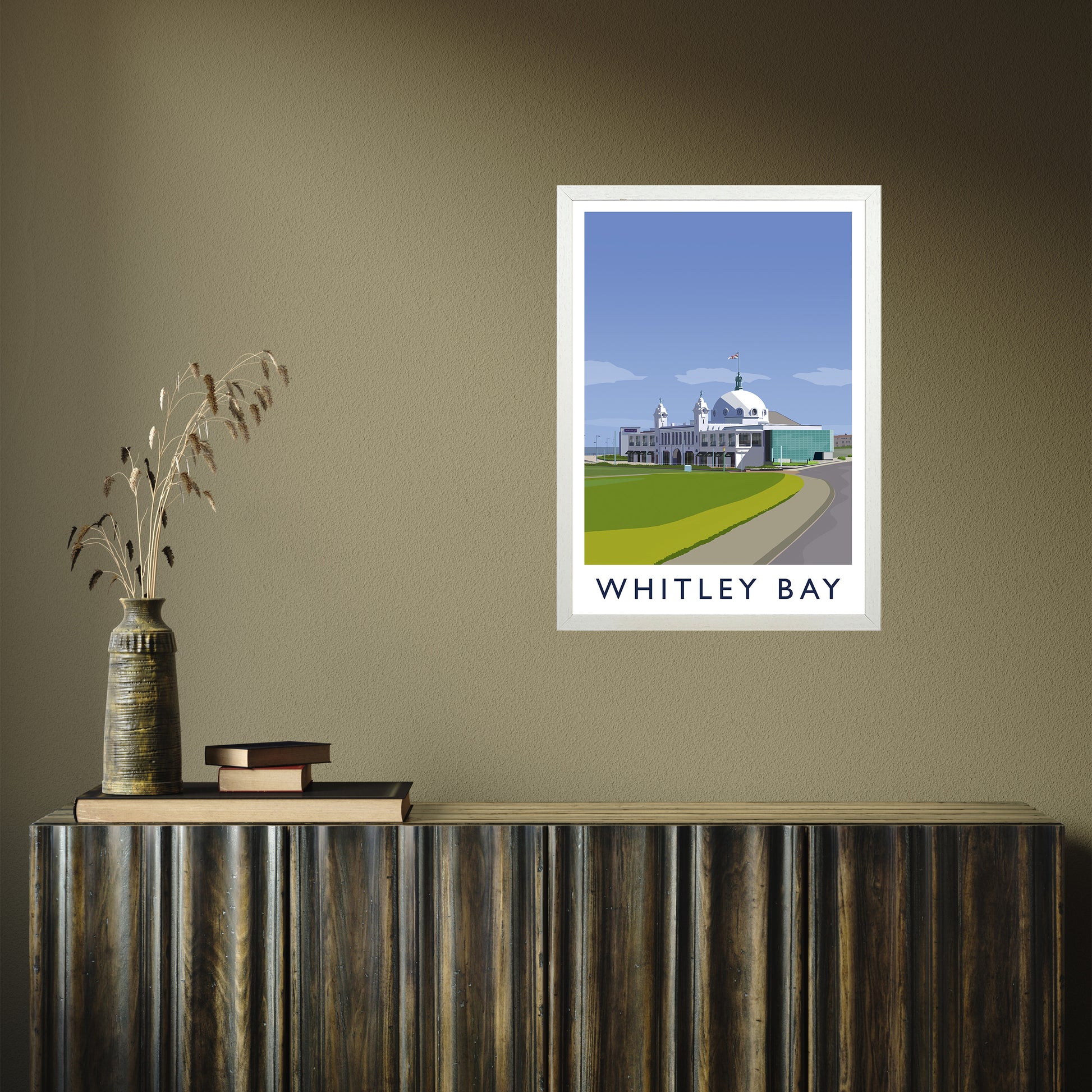 Whitley Bay portrait by Richard O'Neill A2 White Frame