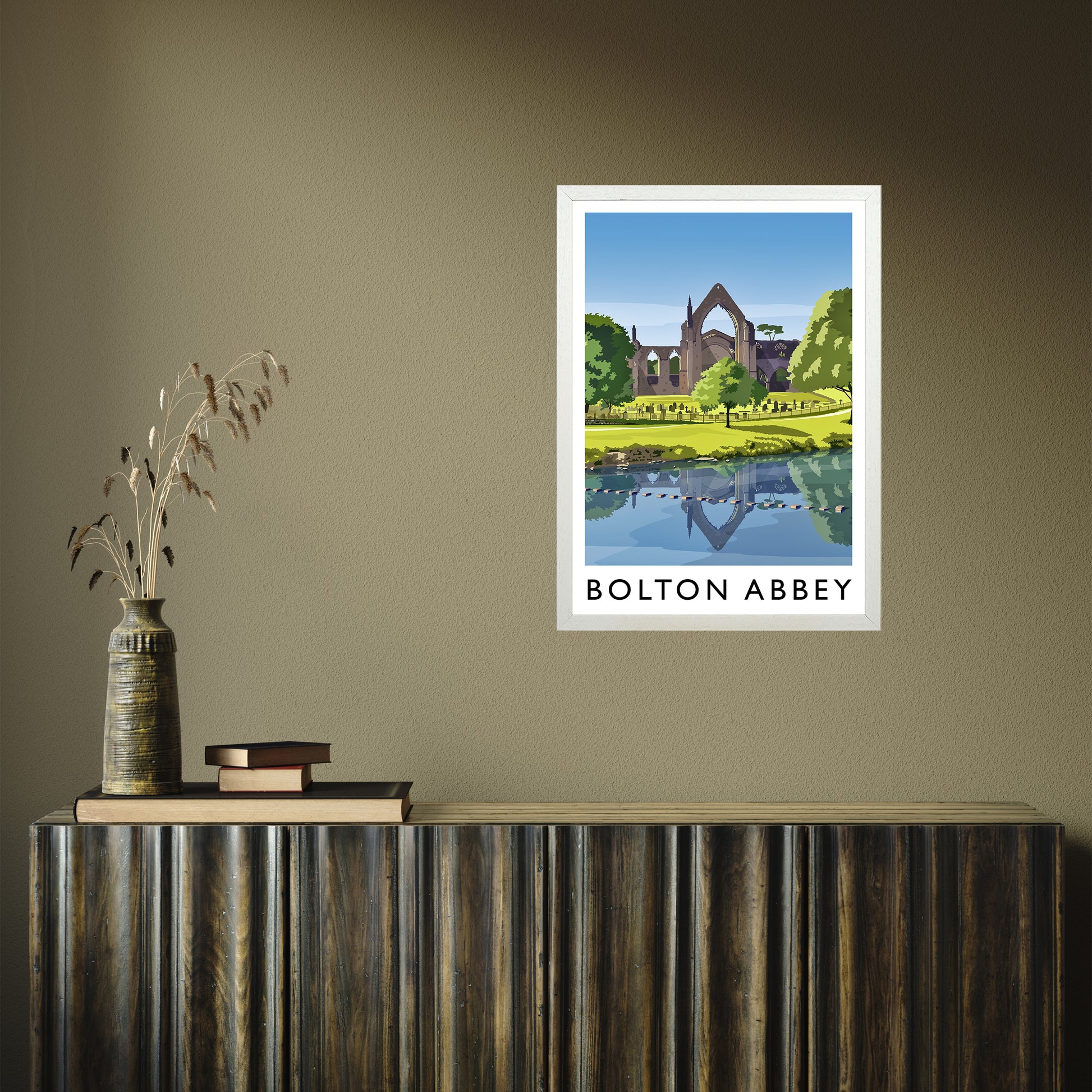 Bolton Abbey portrait by Richard O'Neill A2 White Frame