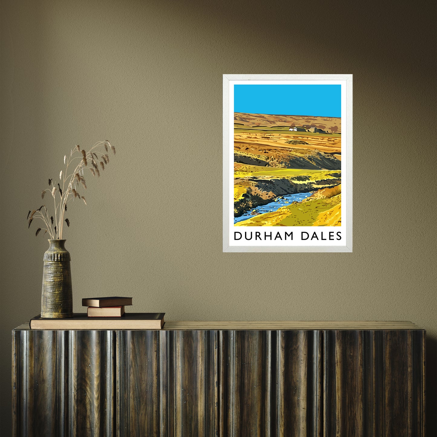 Durham Dales portrait by Richard O'Neill A2 White Frame