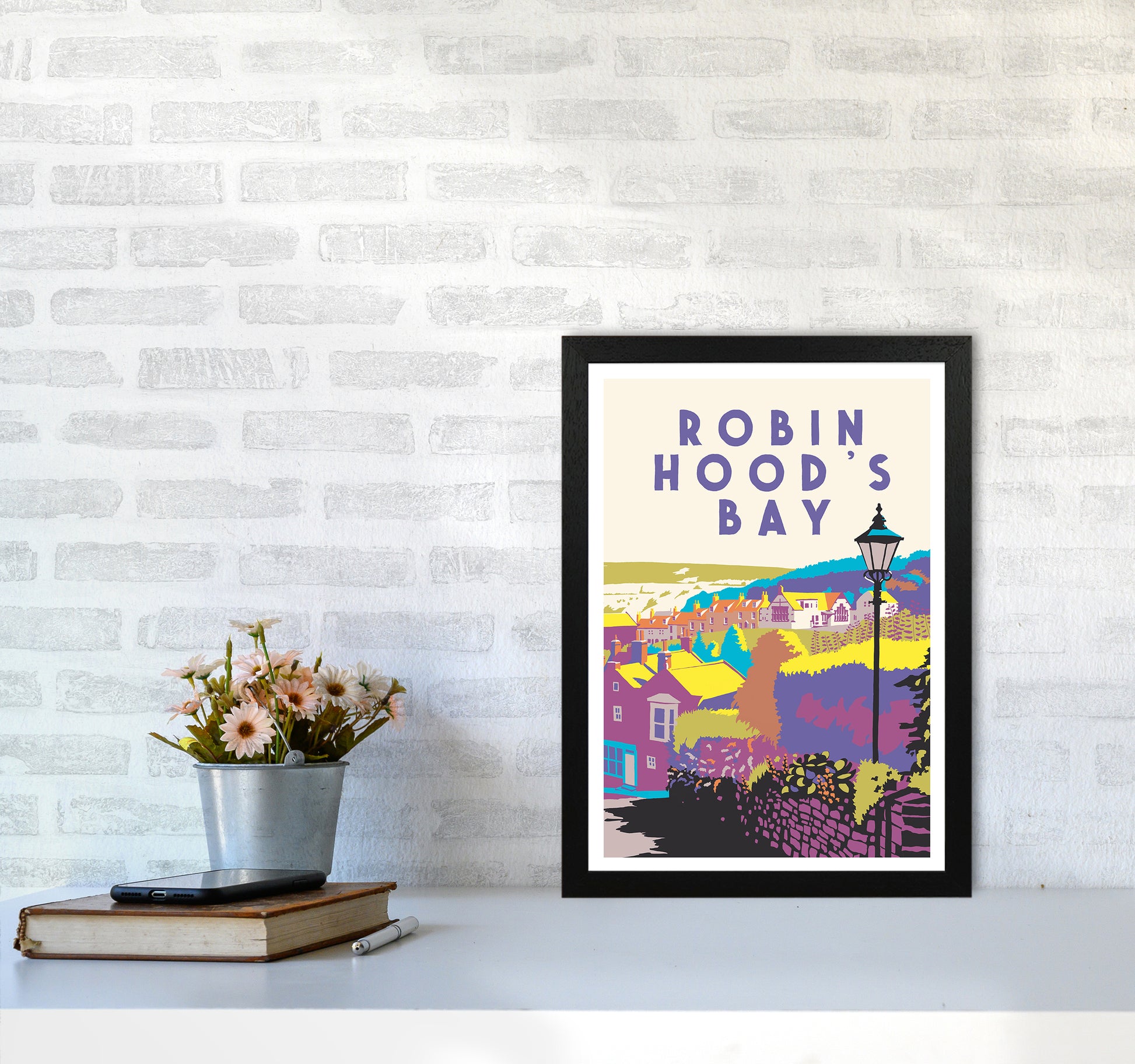 Robin Hood's Bay 2 Portrait Art Print by Richard O'Neill A3 White Frame