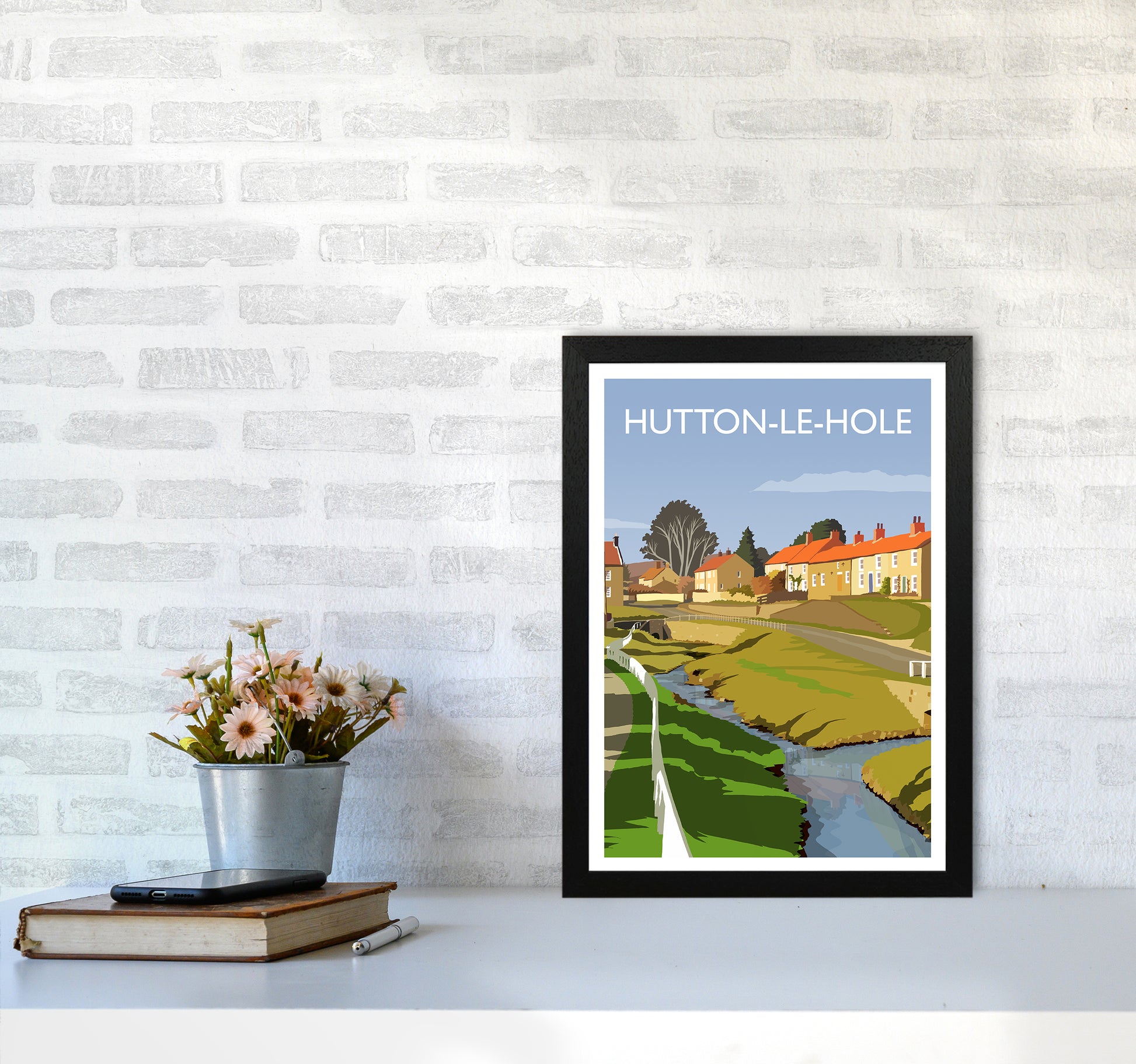 Hutton-Le-Hole Portrait Art Print by Richard O'Neill A3 White Frame