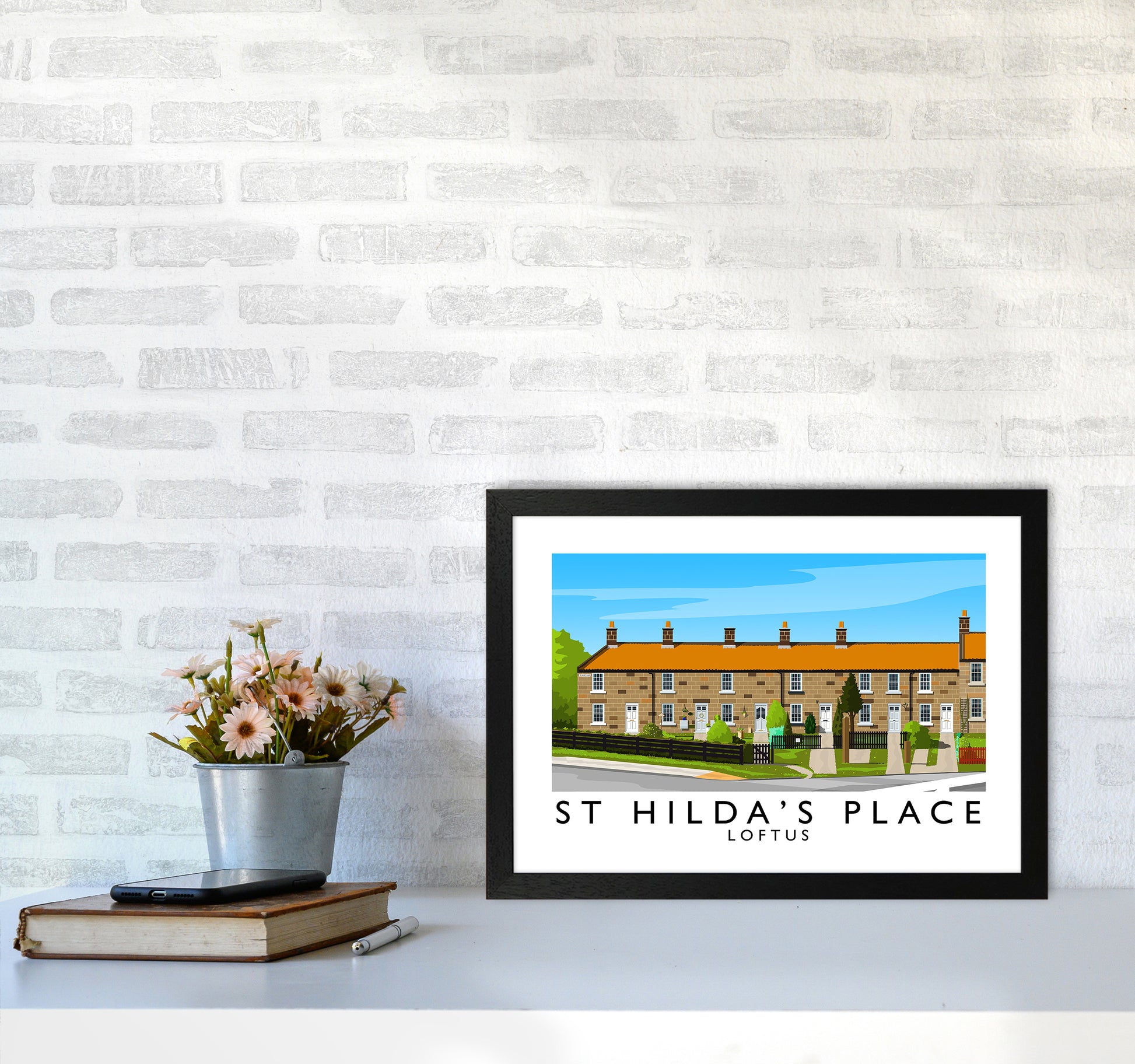 St Hilda's Place Art Print by Richard O'Neill A3 White Frame