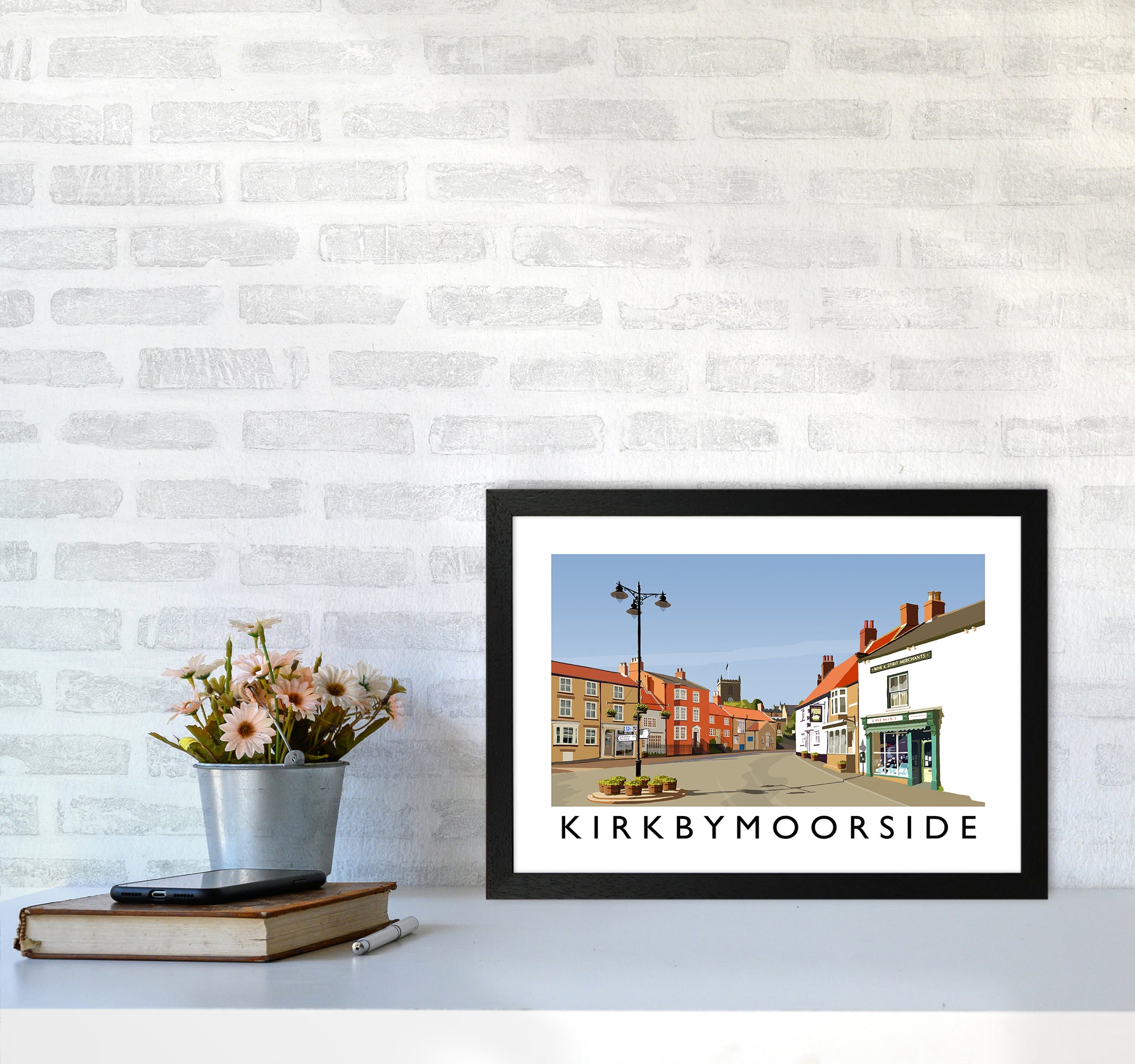 Kirkbymoorside Art Print by Richard O'Neill A3 White Frame