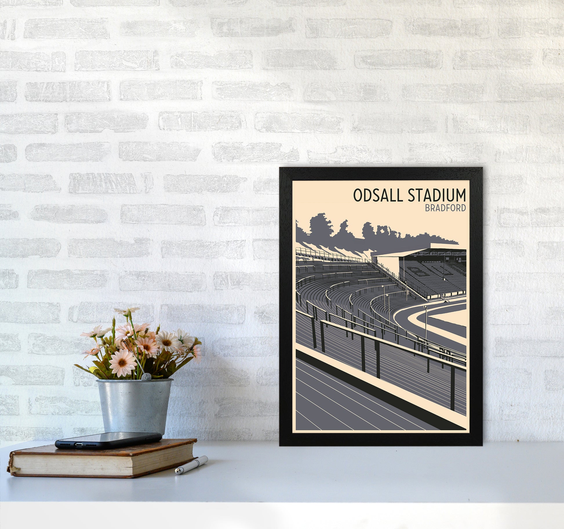 Odsal Stadium, Bradford Travel Art Print by Richard O'Neill A3 White Frame