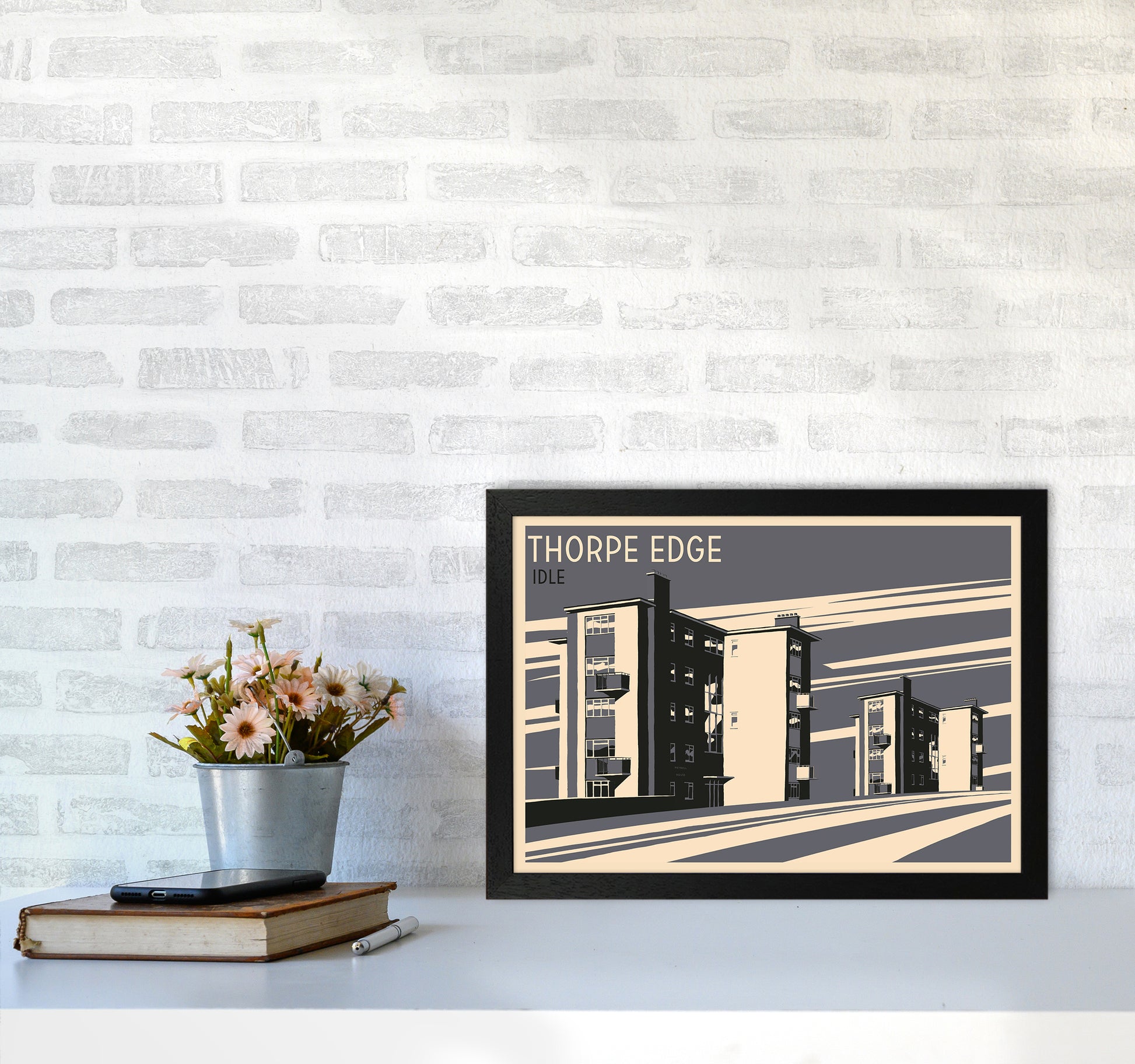 Thorpe Edge, Idle Travel Art Print by Richard O'Neill A3 White Frame