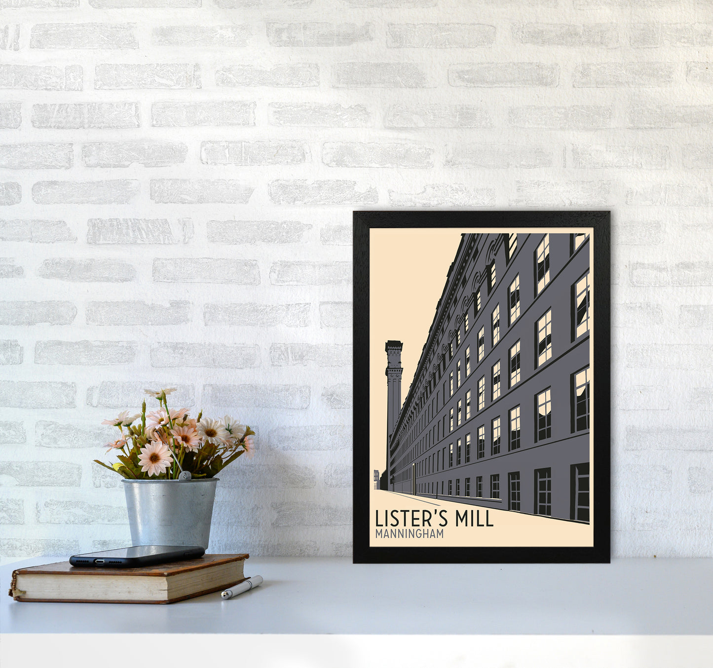 Lister's Mill, Manningham Travel Art Print by Richard O'Neill A3 White Frame