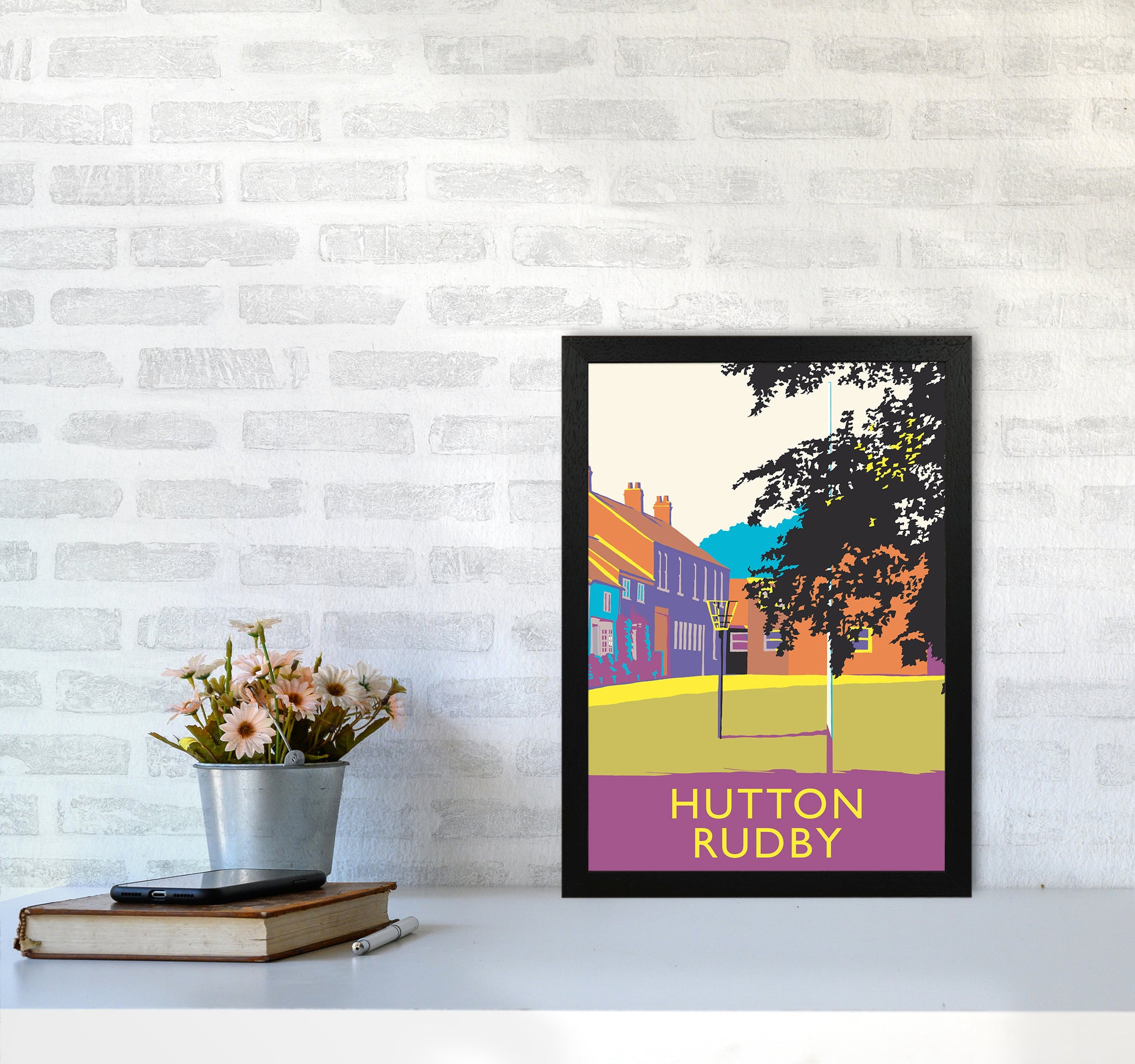 Hutton Rudby portrait Travel Art Print by Richard O'Neill A3 White Frame