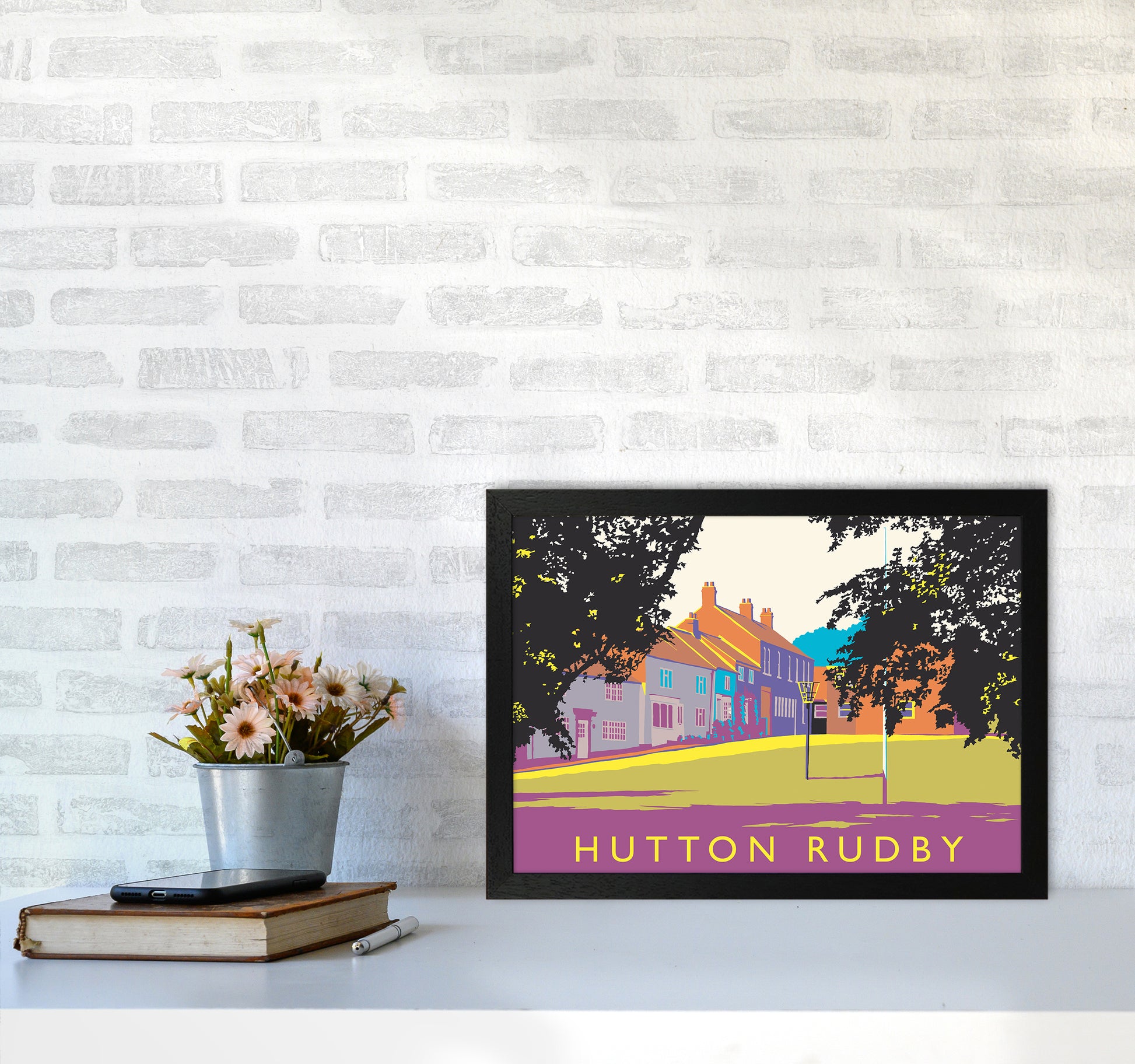 Hutton Rudby Travel Art Print by Richard O'Neill A3 White Frame