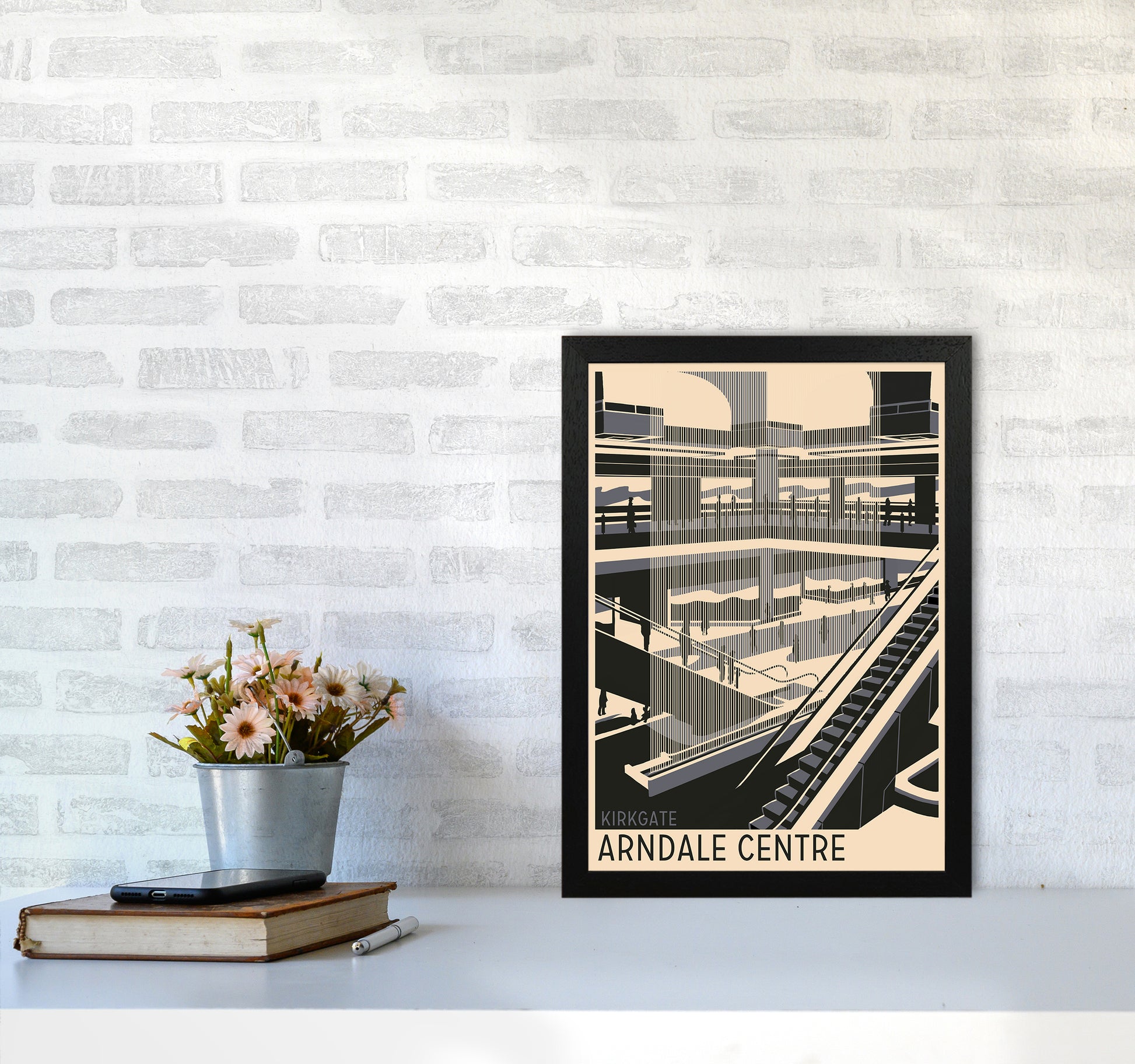 Kirkgate Arndale Centre Travel Art Print by Richard O'Neill A3 White Frame