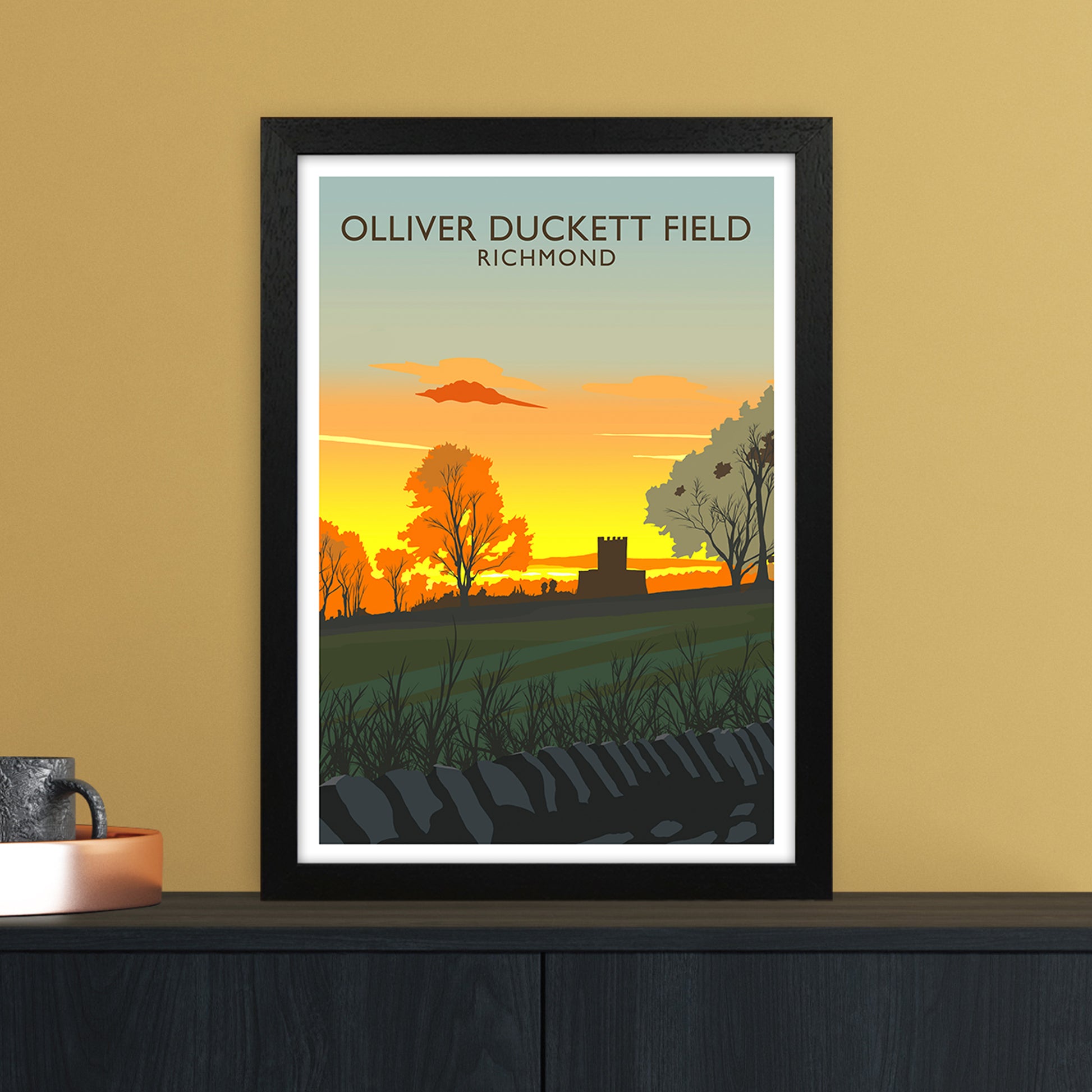 Olliver Duckett Field Portrait Travel Art Print by Richard O'Neill A3 White Frame